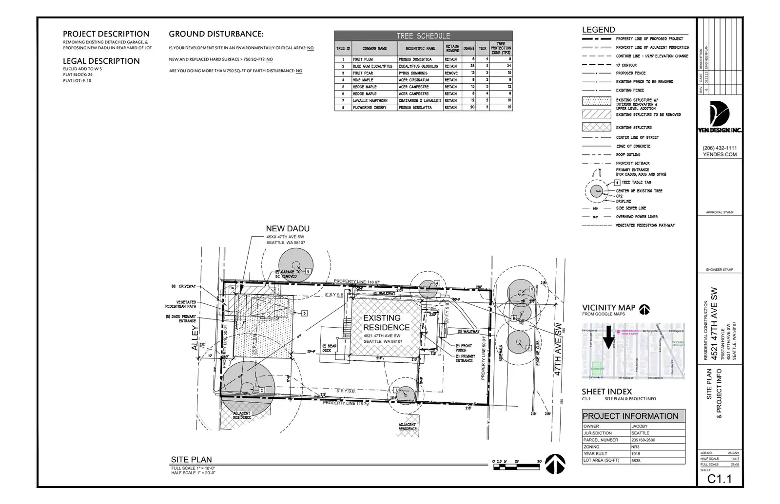 Site plan for 4521 B 47th Ave SW