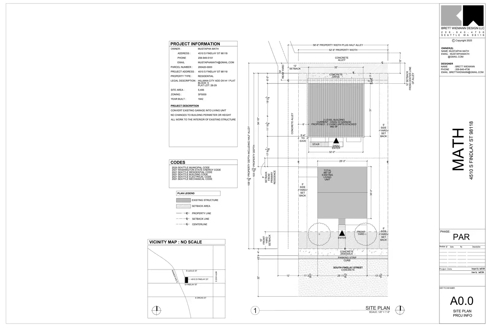 Site plan for 4510 B S Findlay St