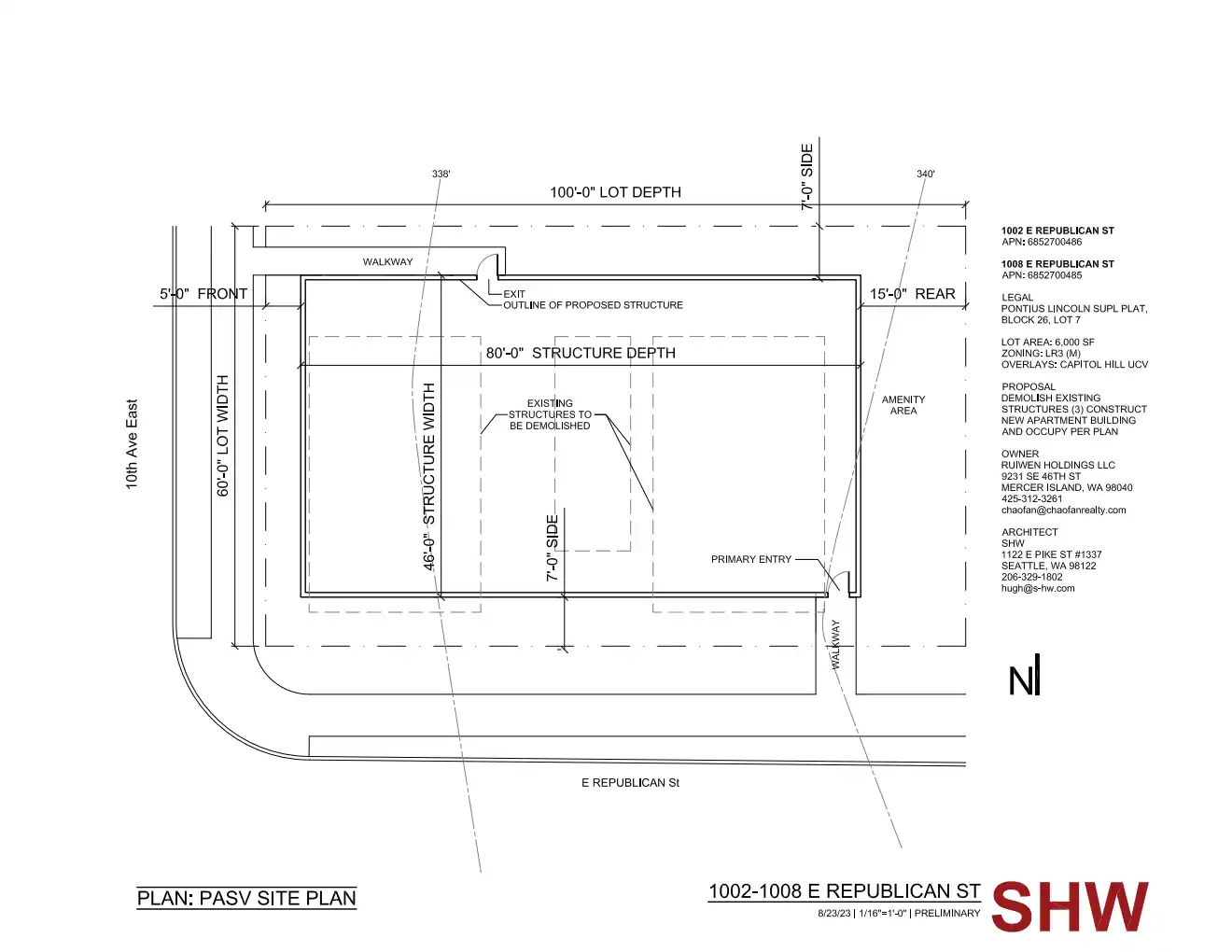 Site plan for 1002 E Republican St