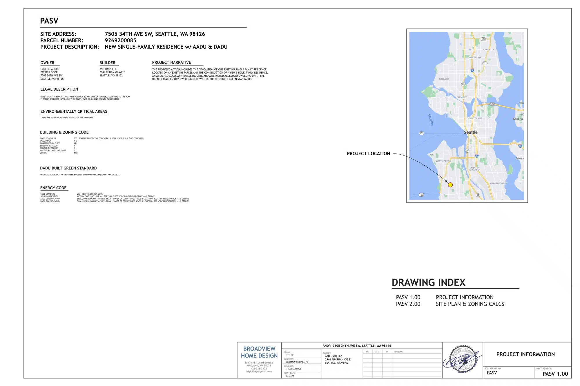 Site plan for 7505 34th Ave SW