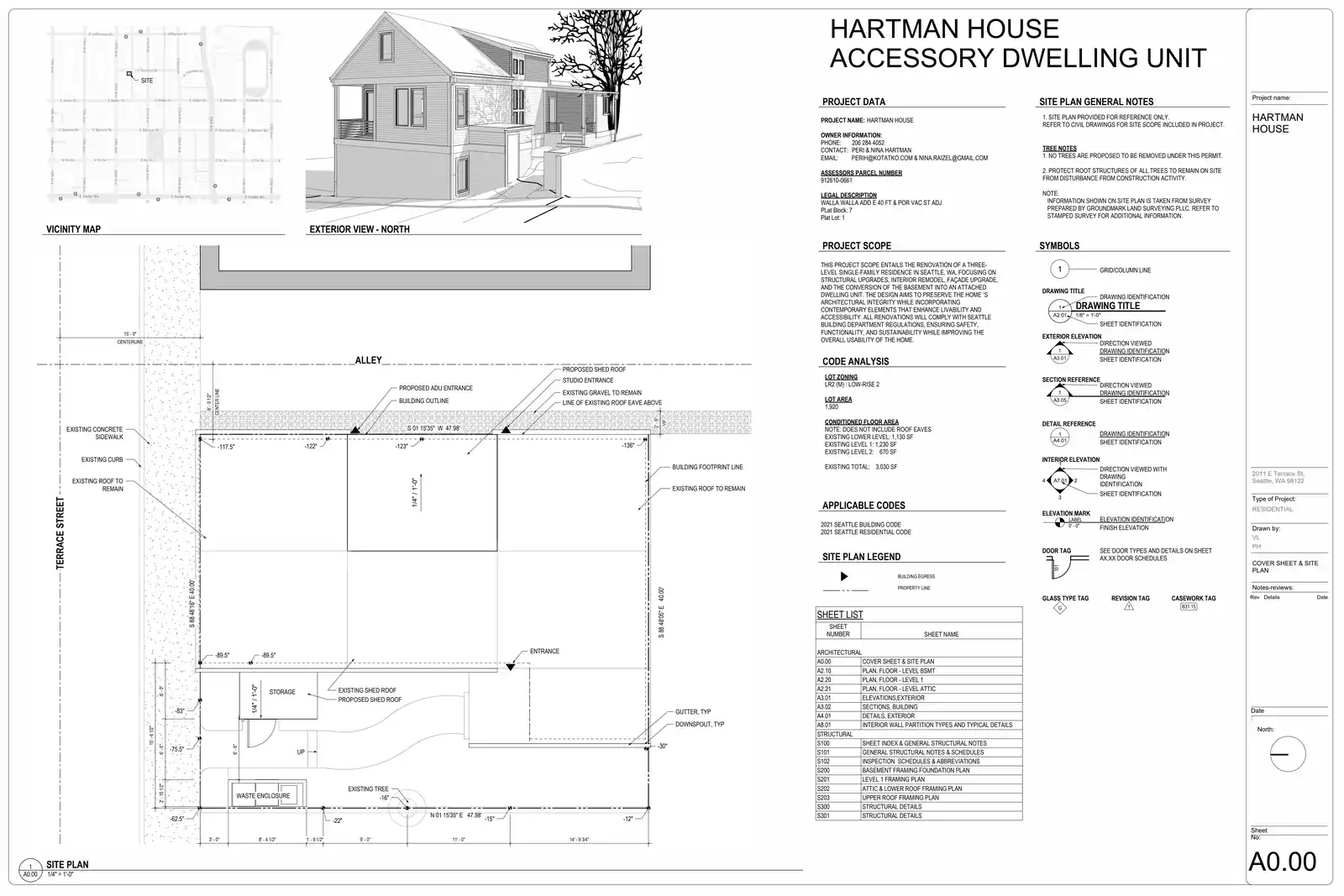 Site plan for 2011 E Terrace St