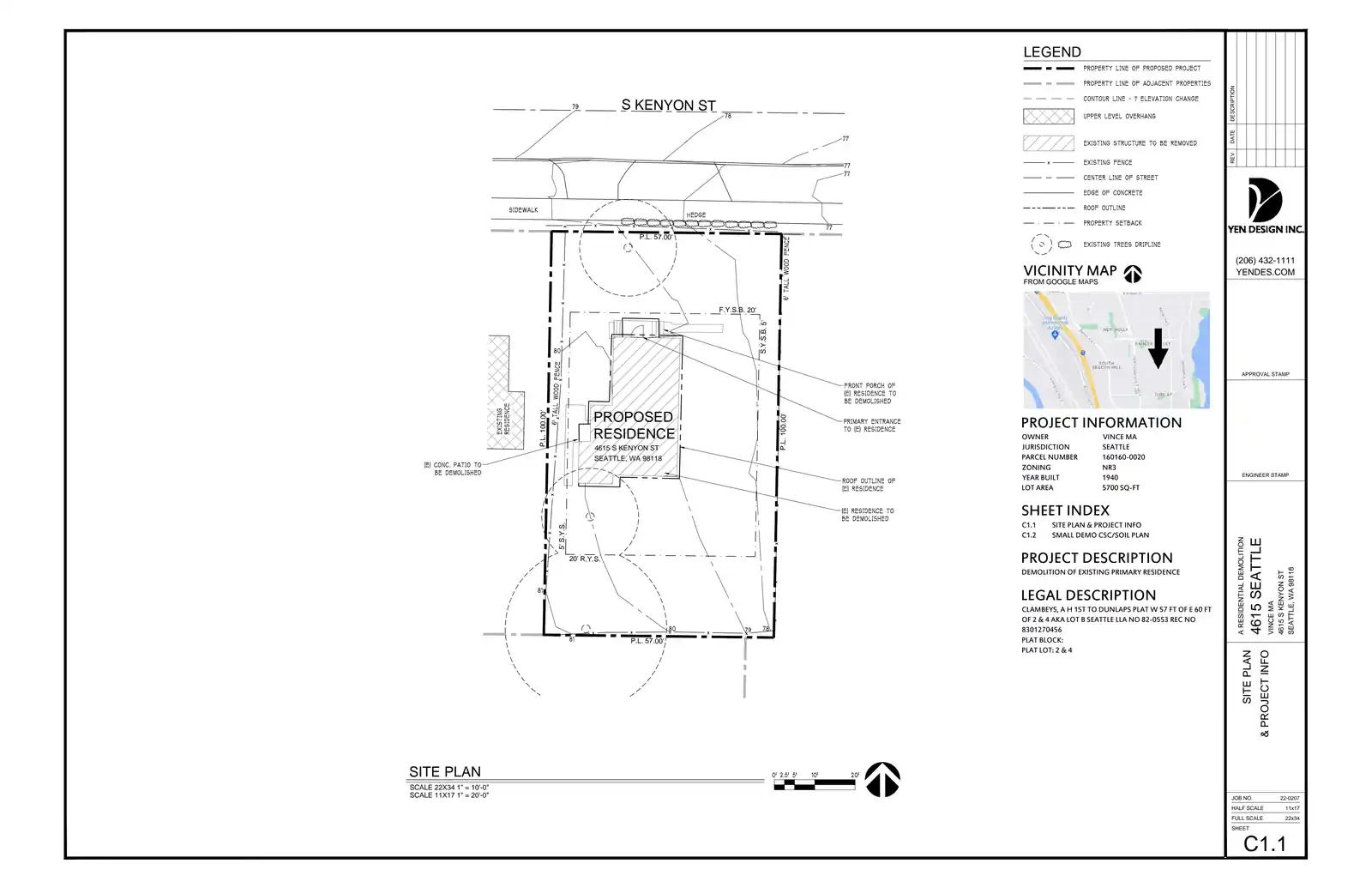 Site plan for 4615 S Kenyon St