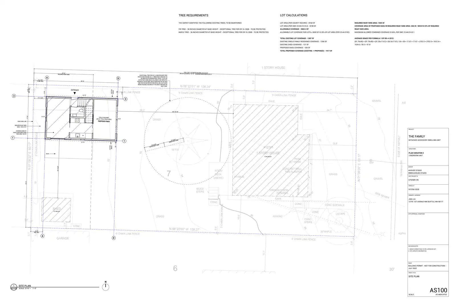 Site plan for 12741 1st Ave NW
