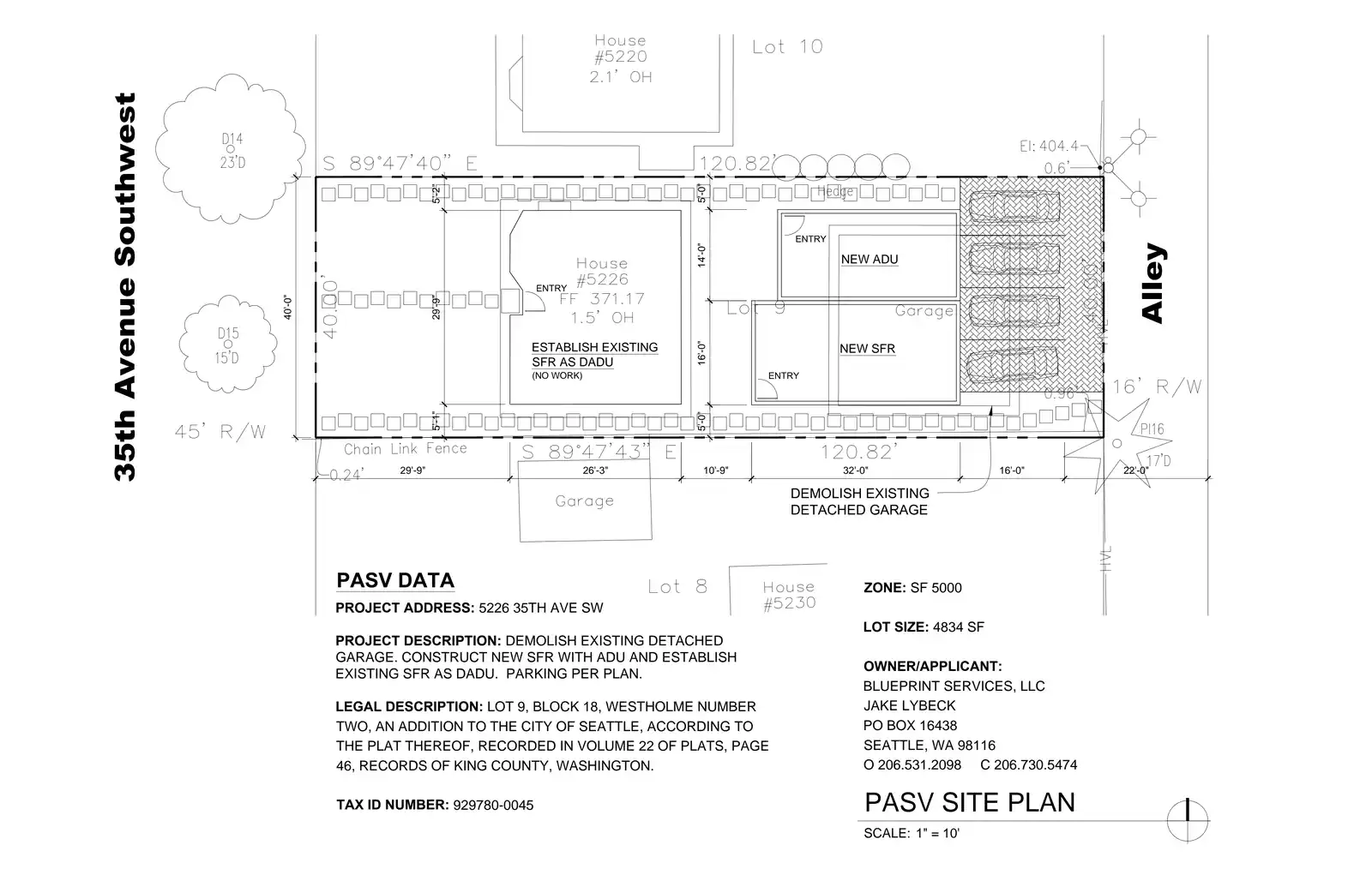 Site plan for 5226 35th Ave SW