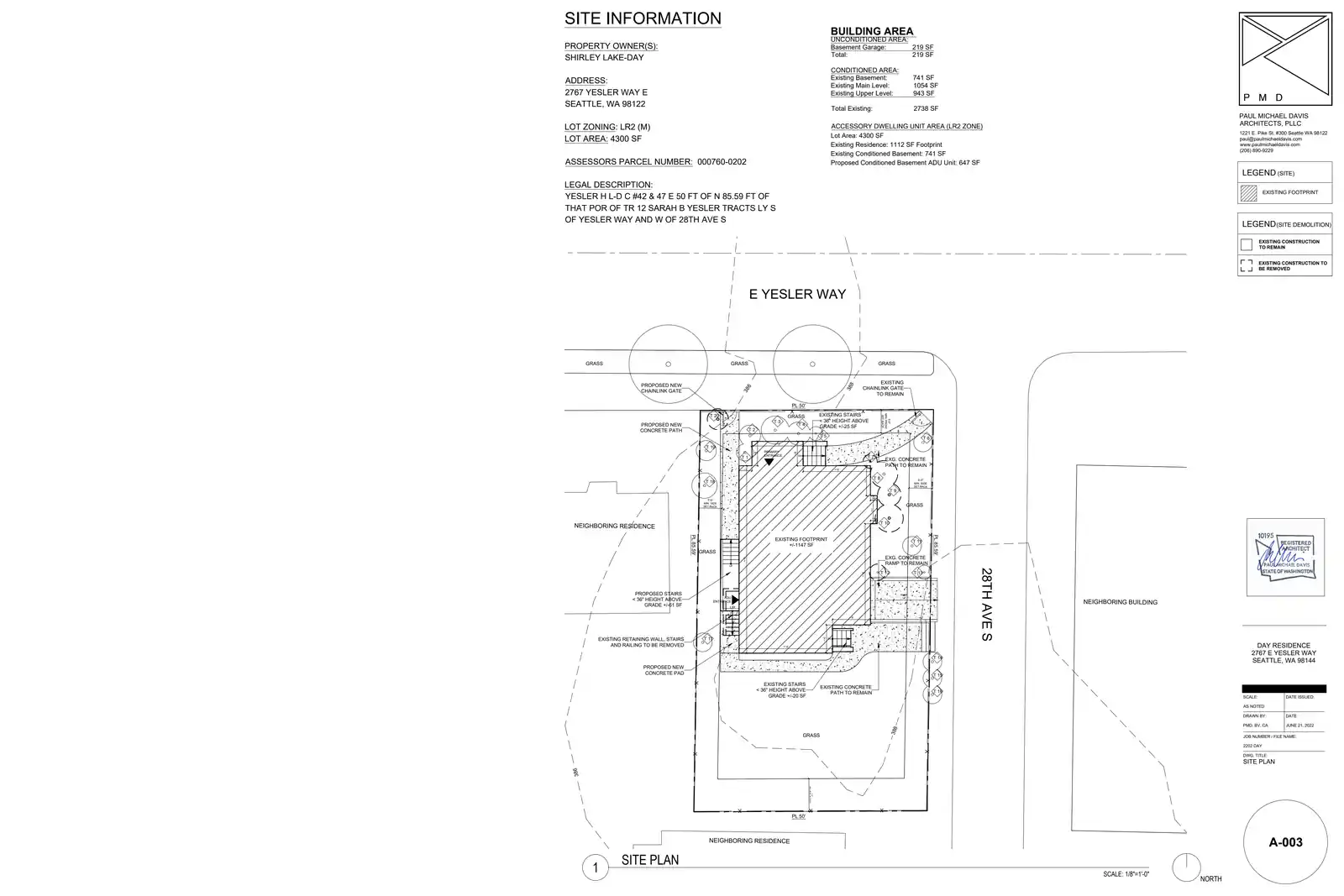 Site plan for 2767 E Yesler Way