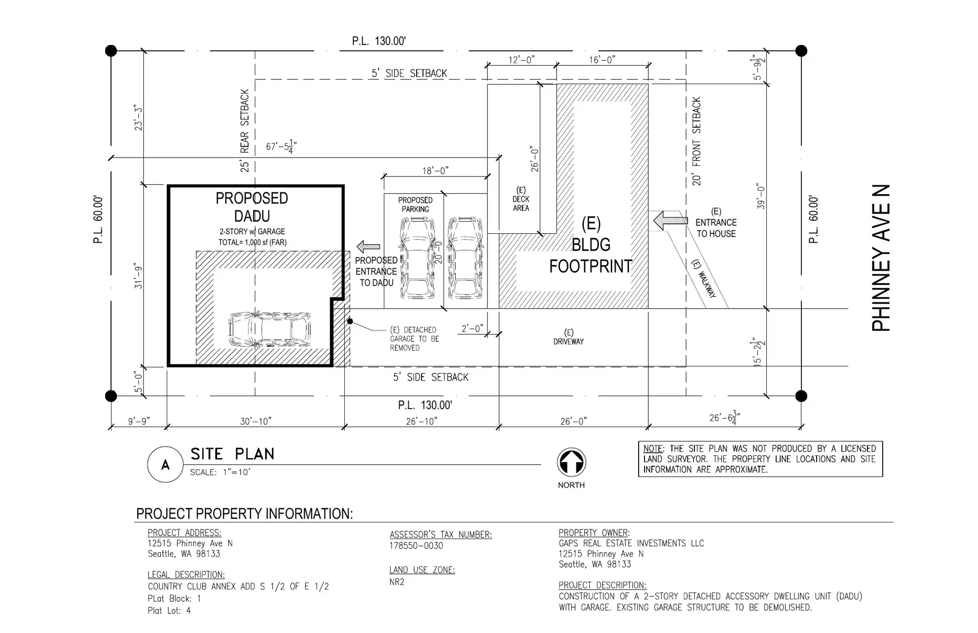 Site plan for 12517 Phinney Ave N