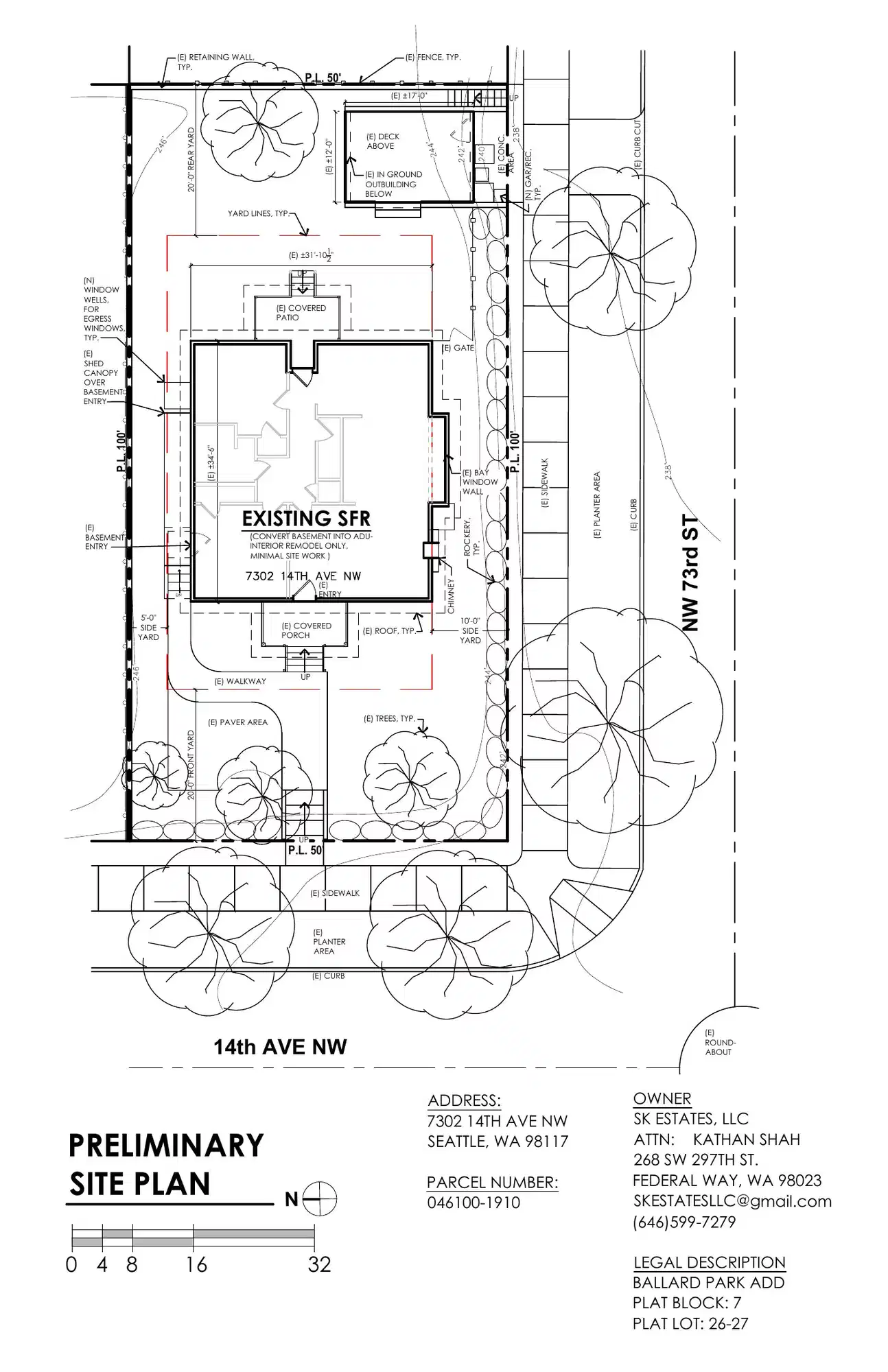 Site plan for 7302 14th Ave NW