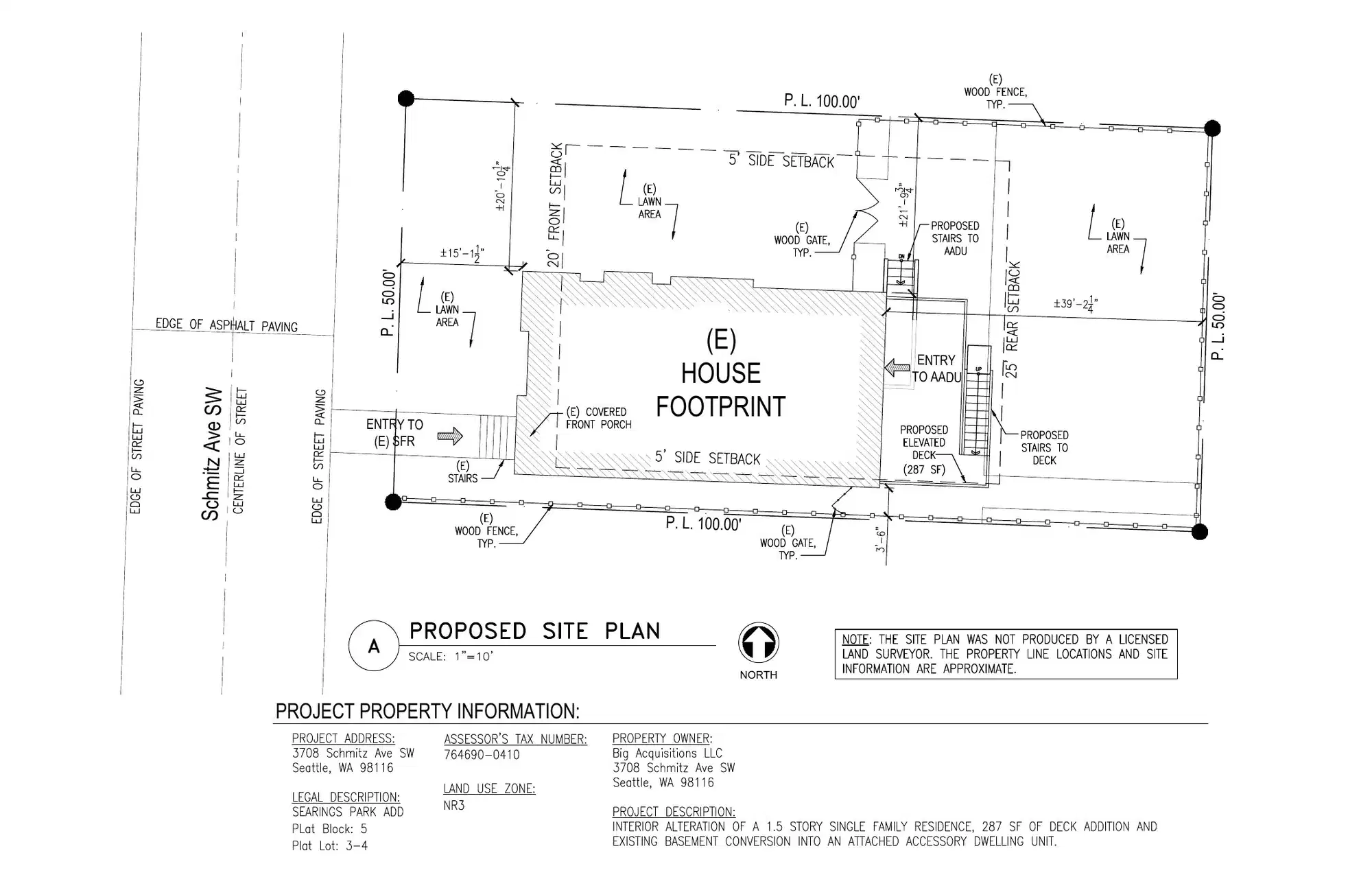 Site plan for 3708 Schmitz Ave SW