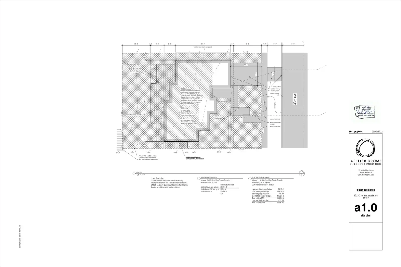 Site plan for 1723 33rd Ave