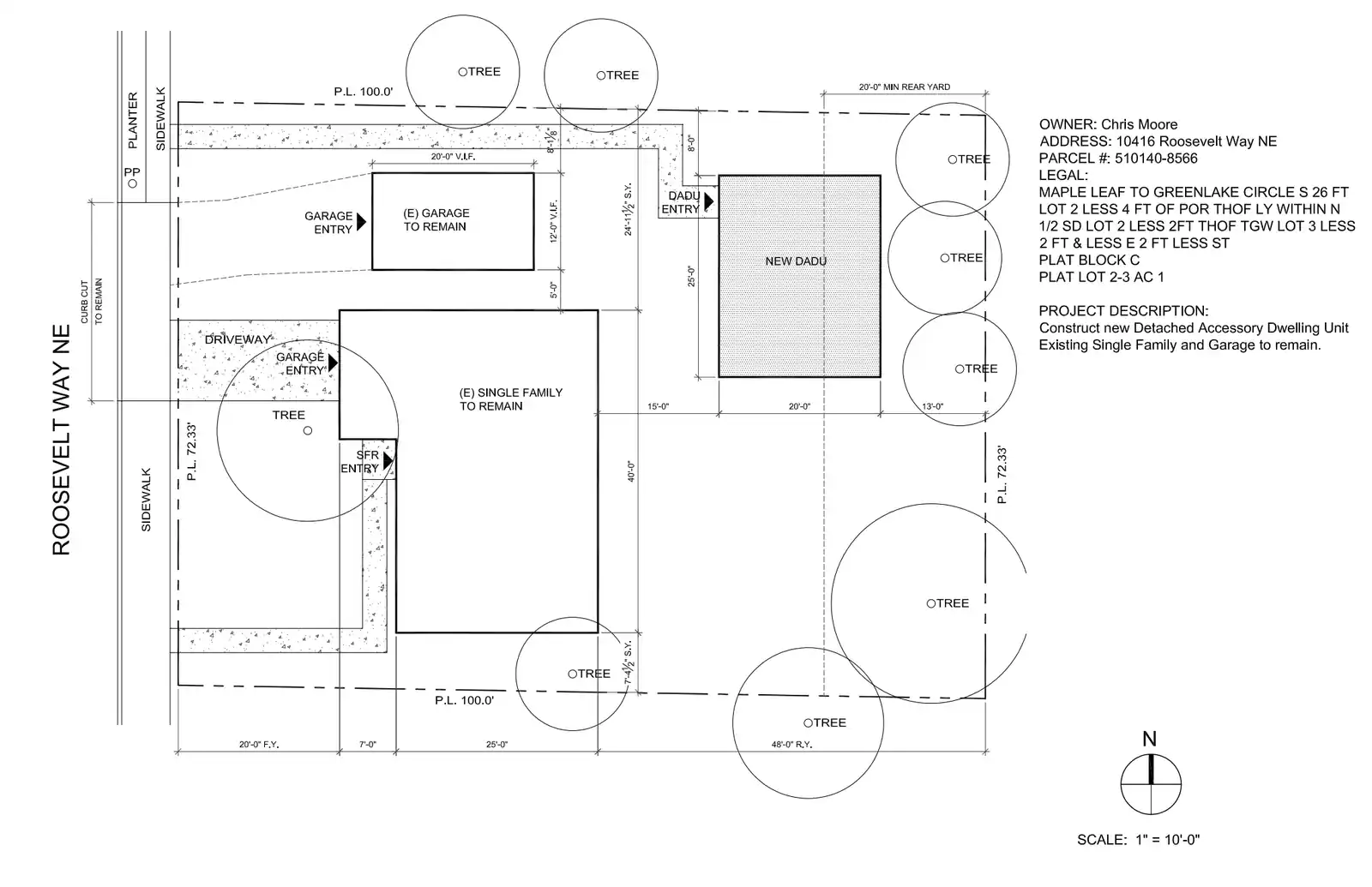 Site plan for 10418 Roosevelt Way NE