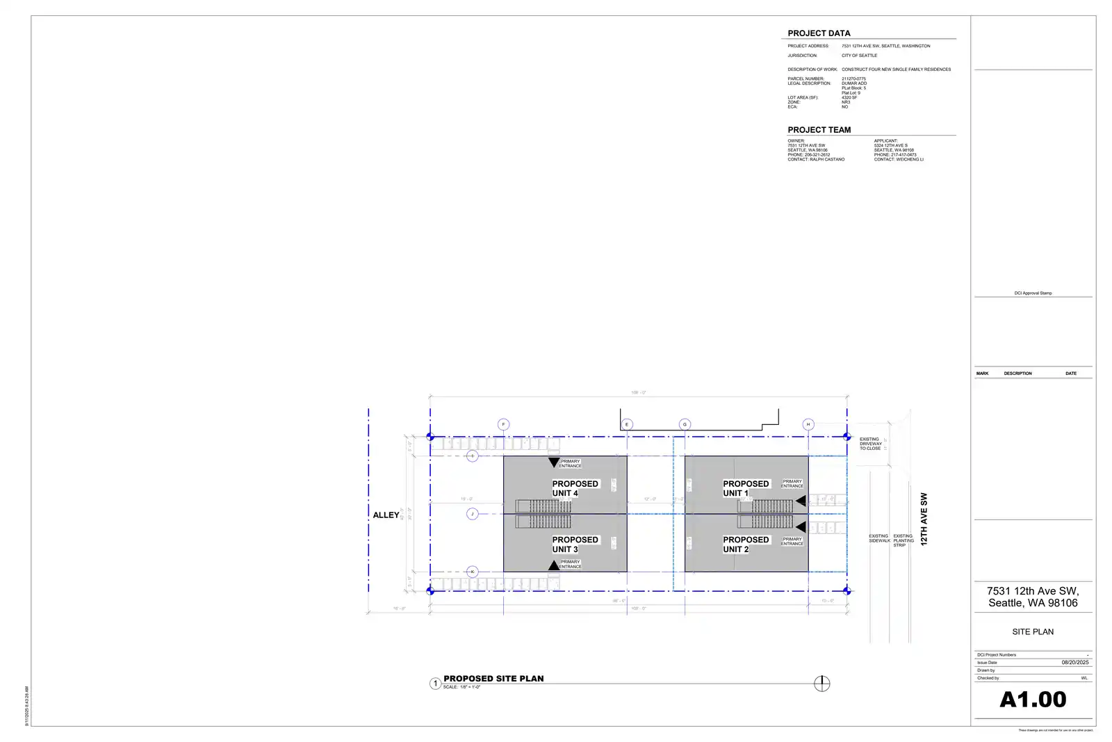 Site plan for 7531 12th Ave SW