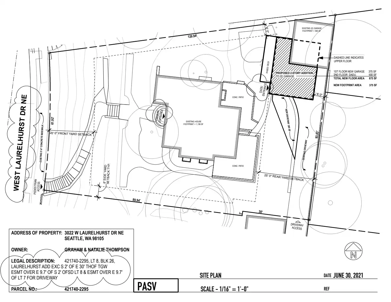 Site plan for 3024 West Laurelhurst Dr NE