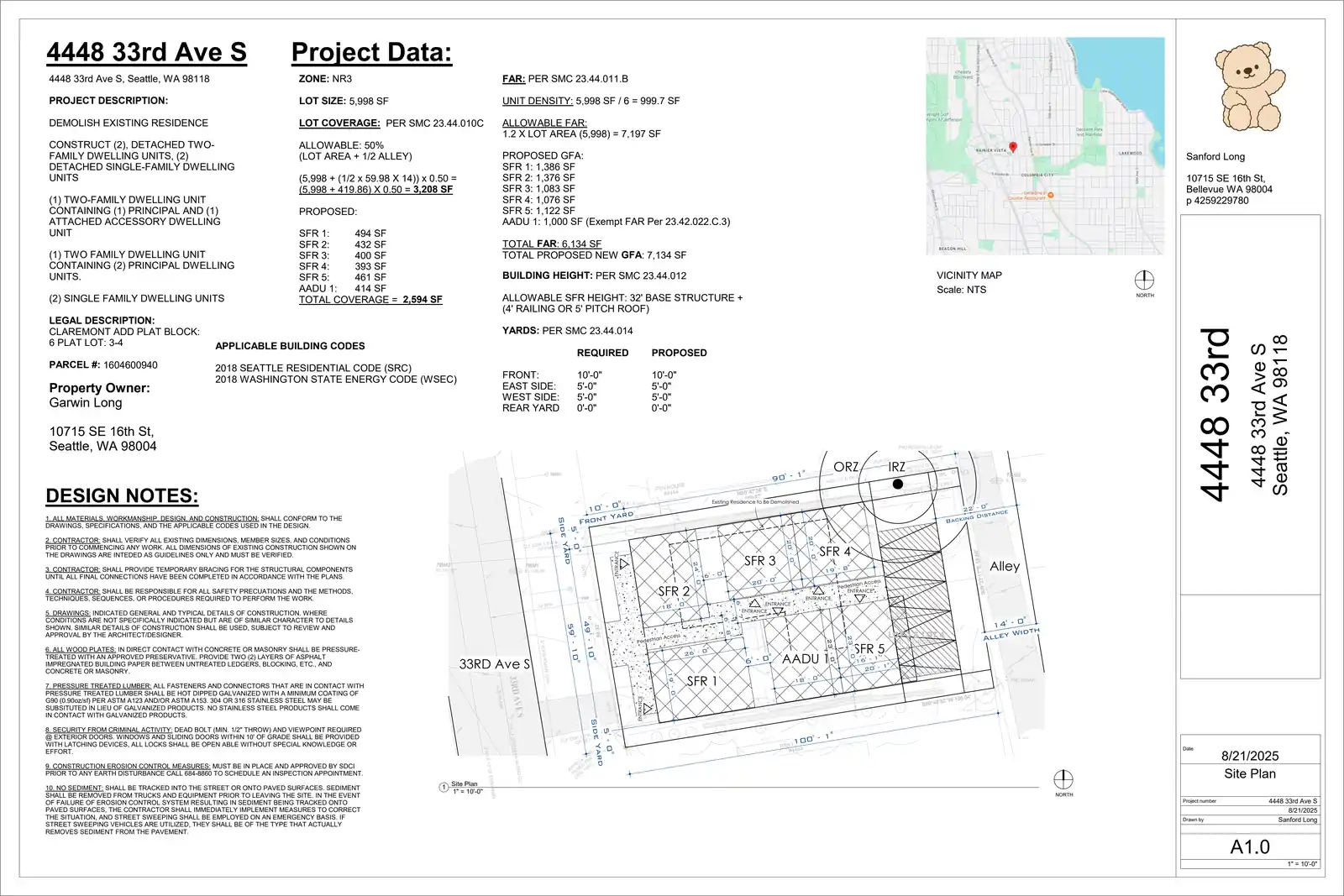 Site plan for 4448 33rd Ave S