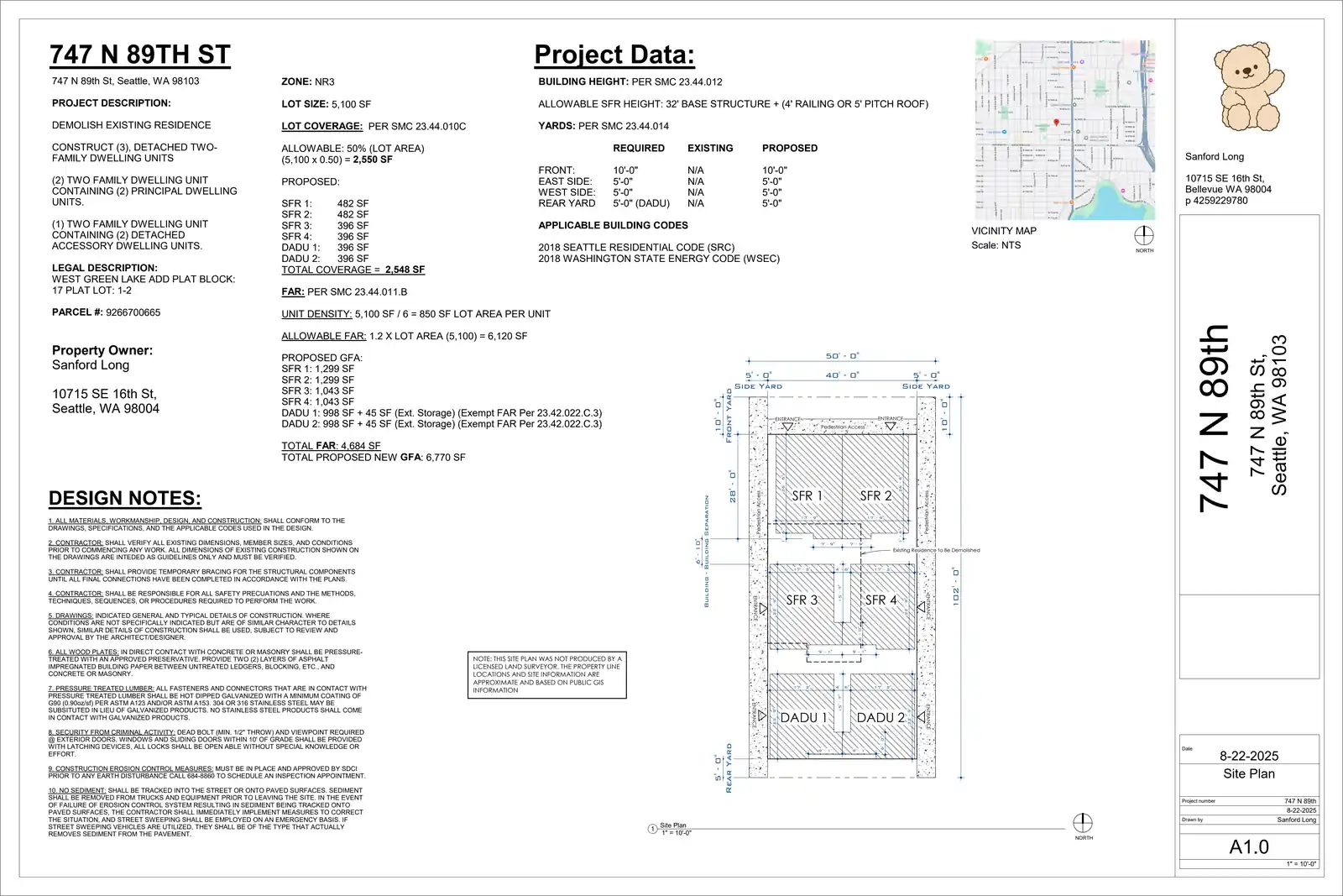 Site plan for 747 N 89th St