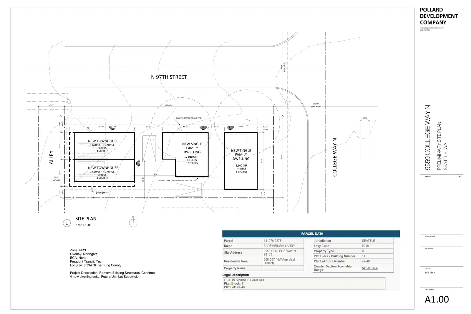 Site plan for 9559 College Way N