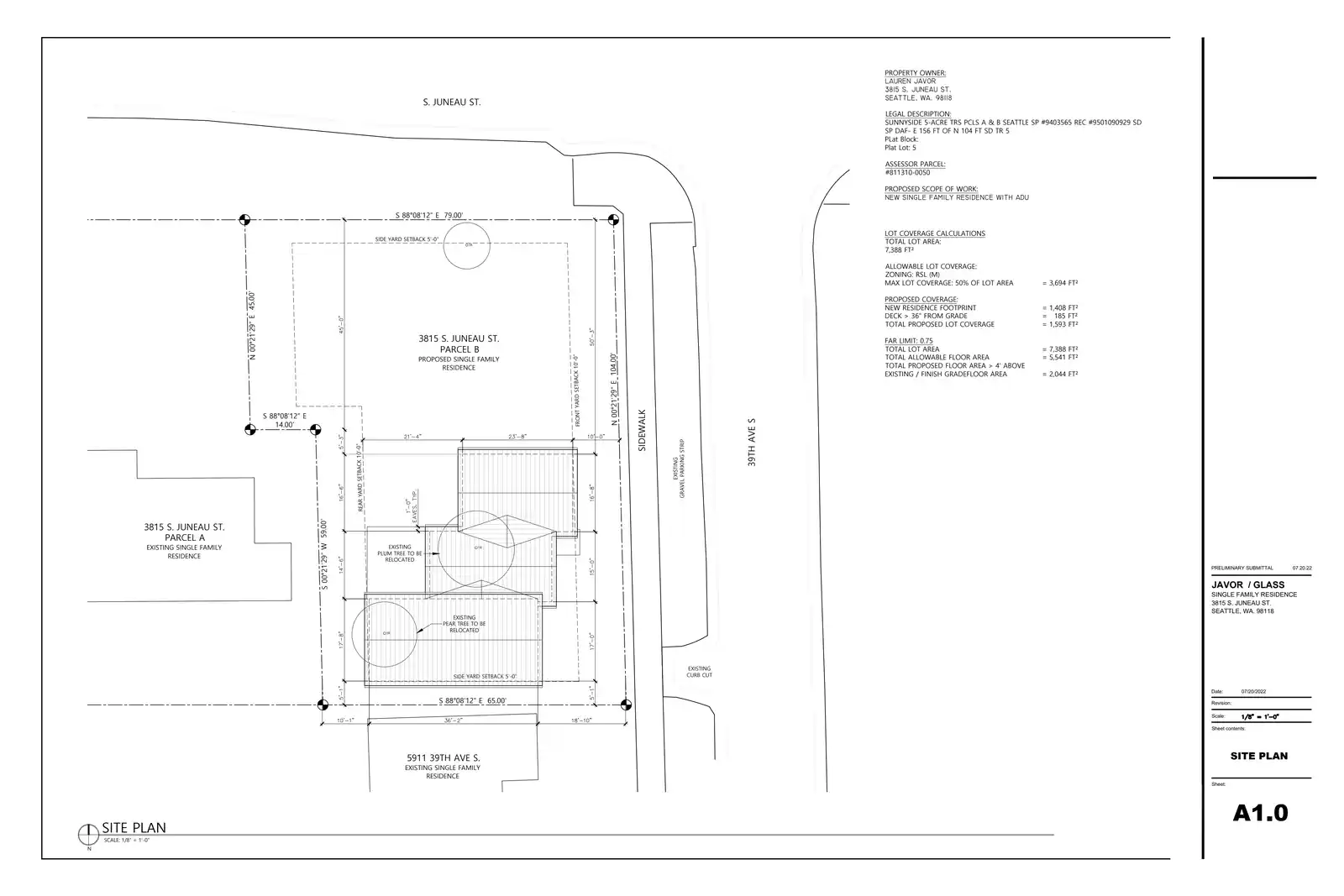 Site plan for 3815 S Juneau St