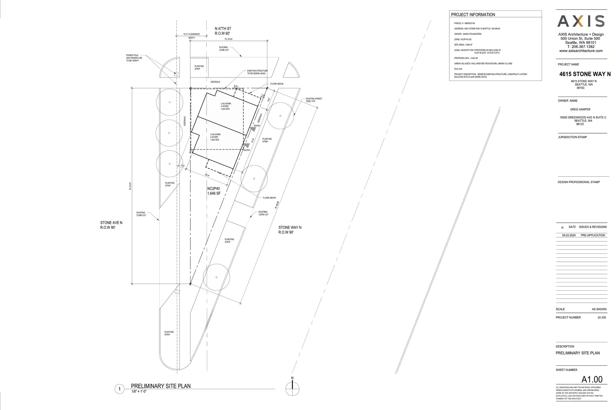 Site plan for 4615 Stone Way N