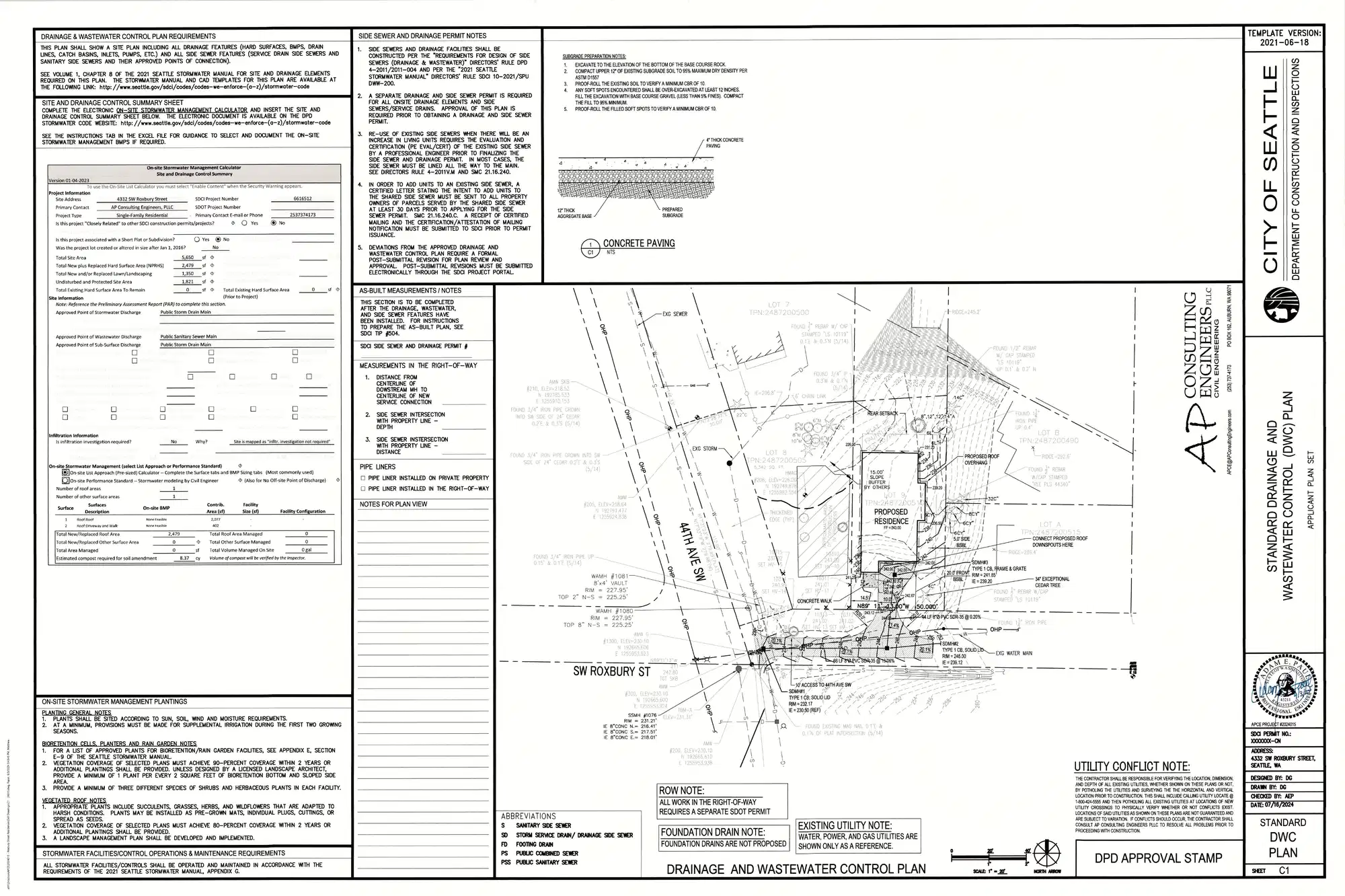 Site plan for 4332 SW Roxbury St