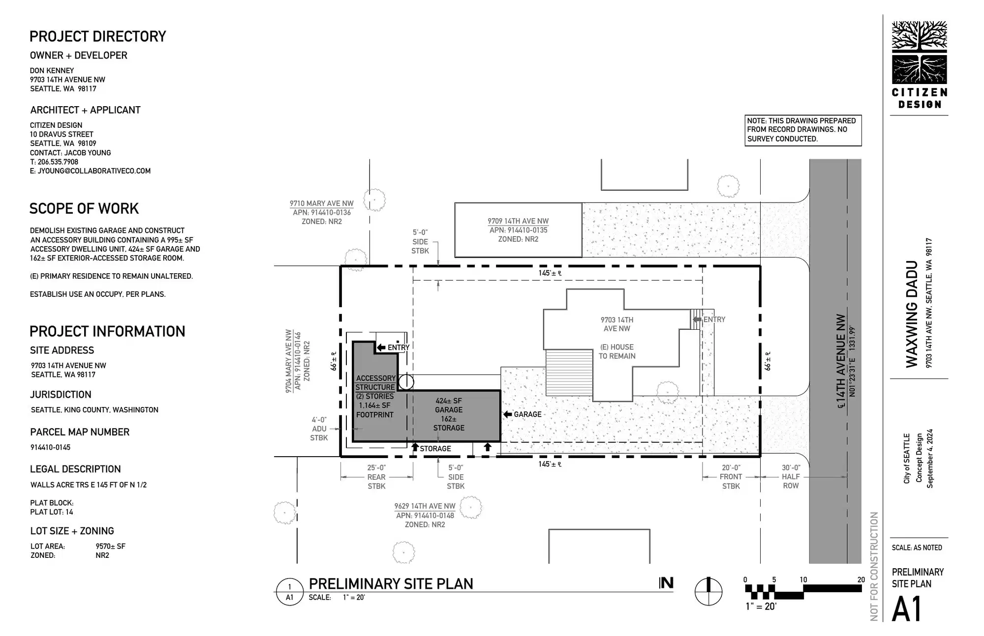 Site plan for 9701 14th Ave NW