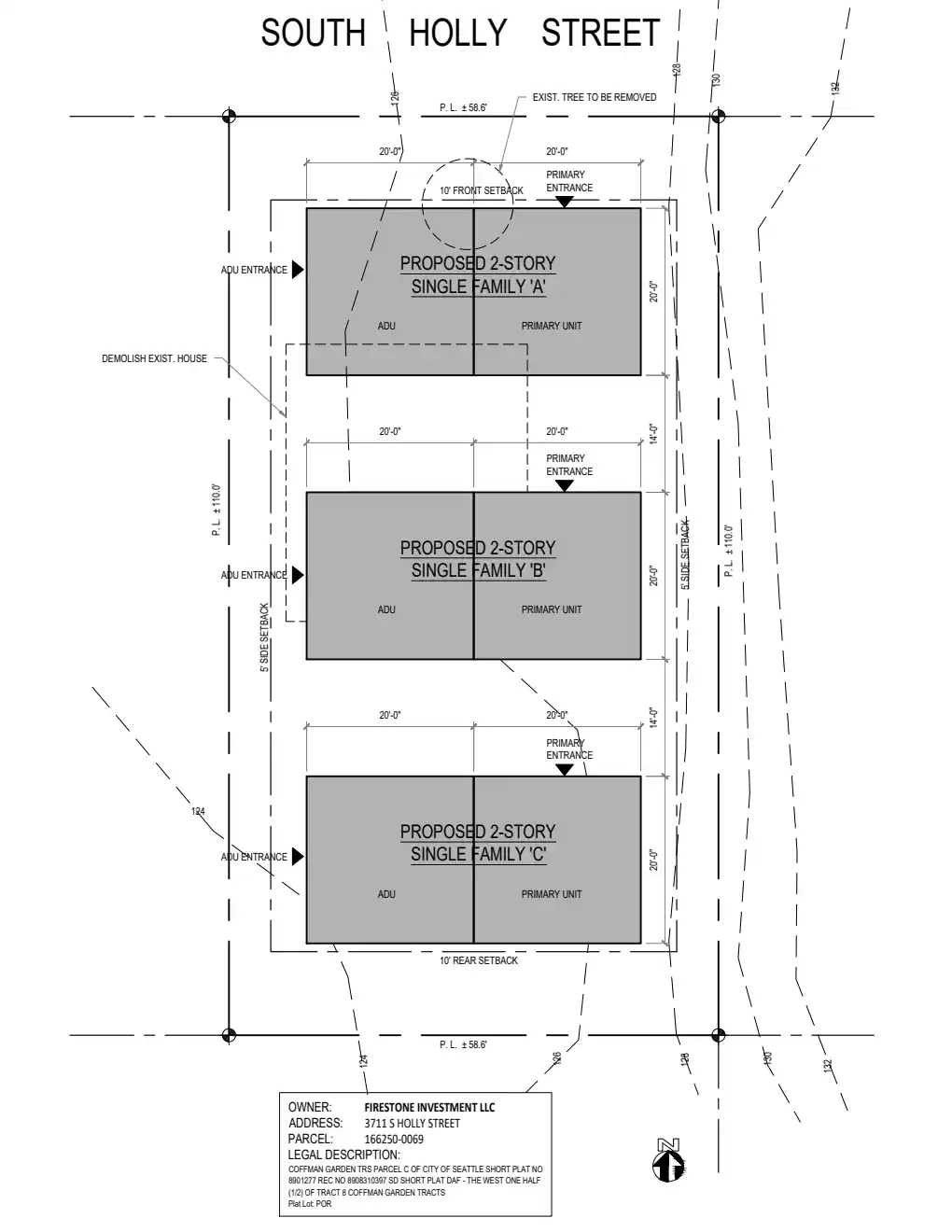 Site plan for 3711 S Holly St