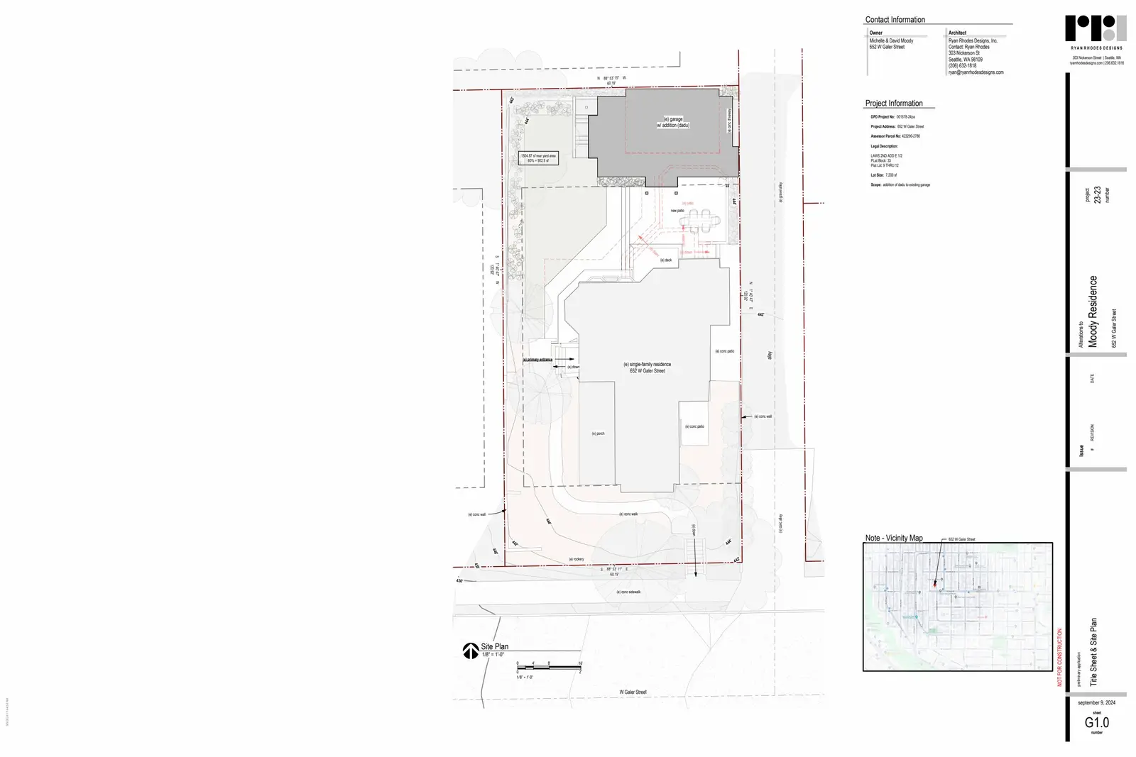 Site plan for 654 W Galer St