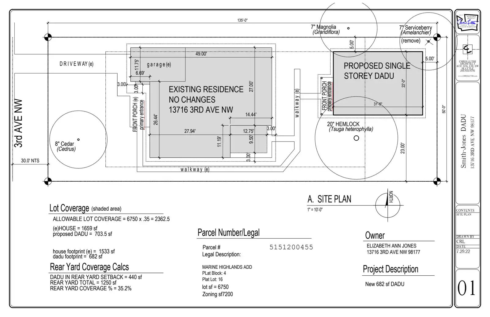 Site plan for 13716 B 3rd Ave NW