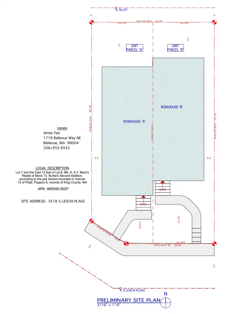 Site plan for 3518 S Leschi Pl