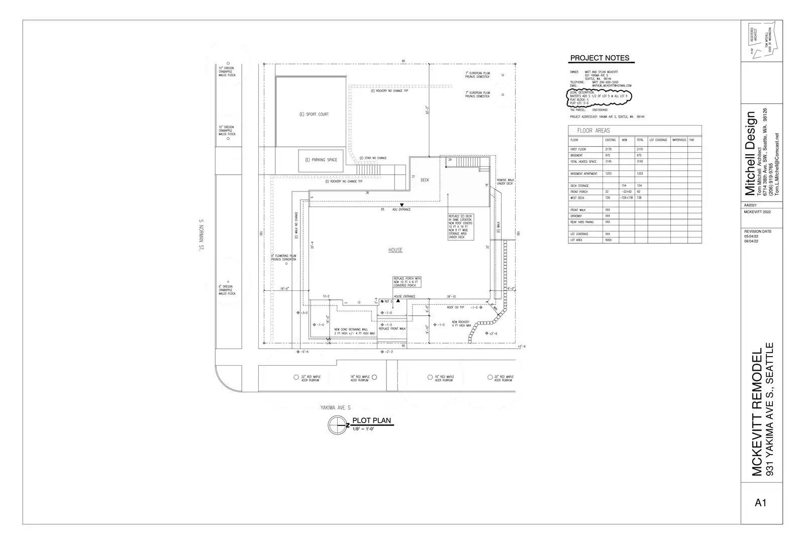 Site plan for 931 Yakima Ave S