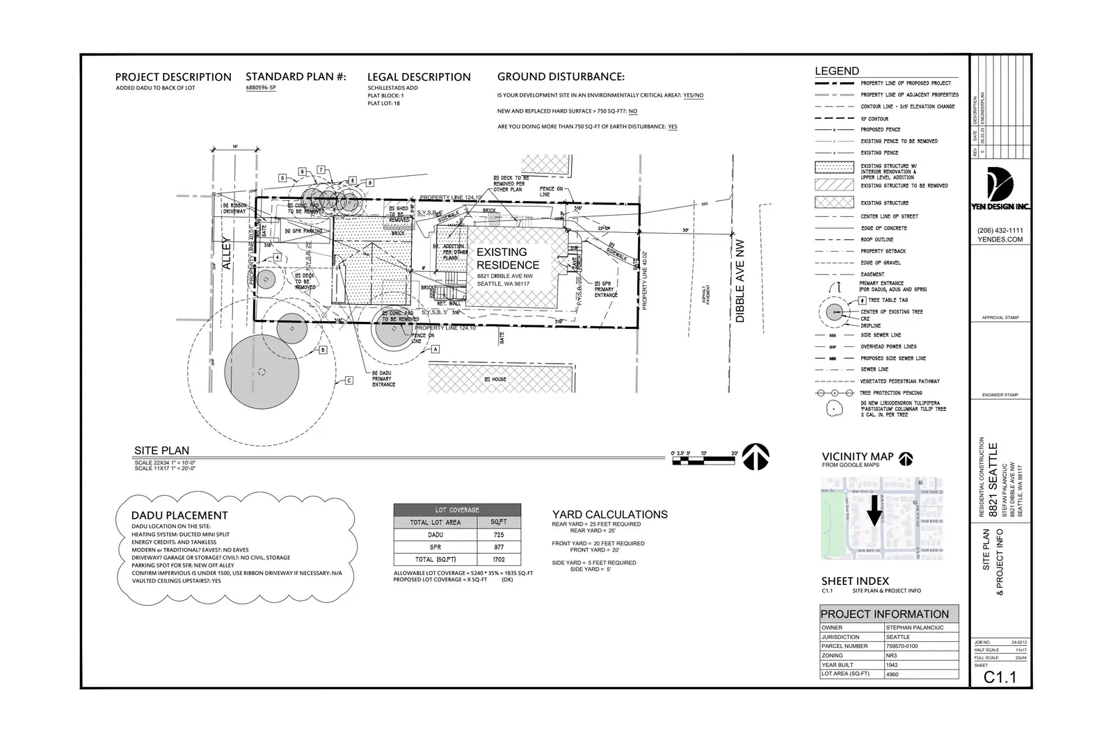 Site plan for 8823 Dibble Ave NW