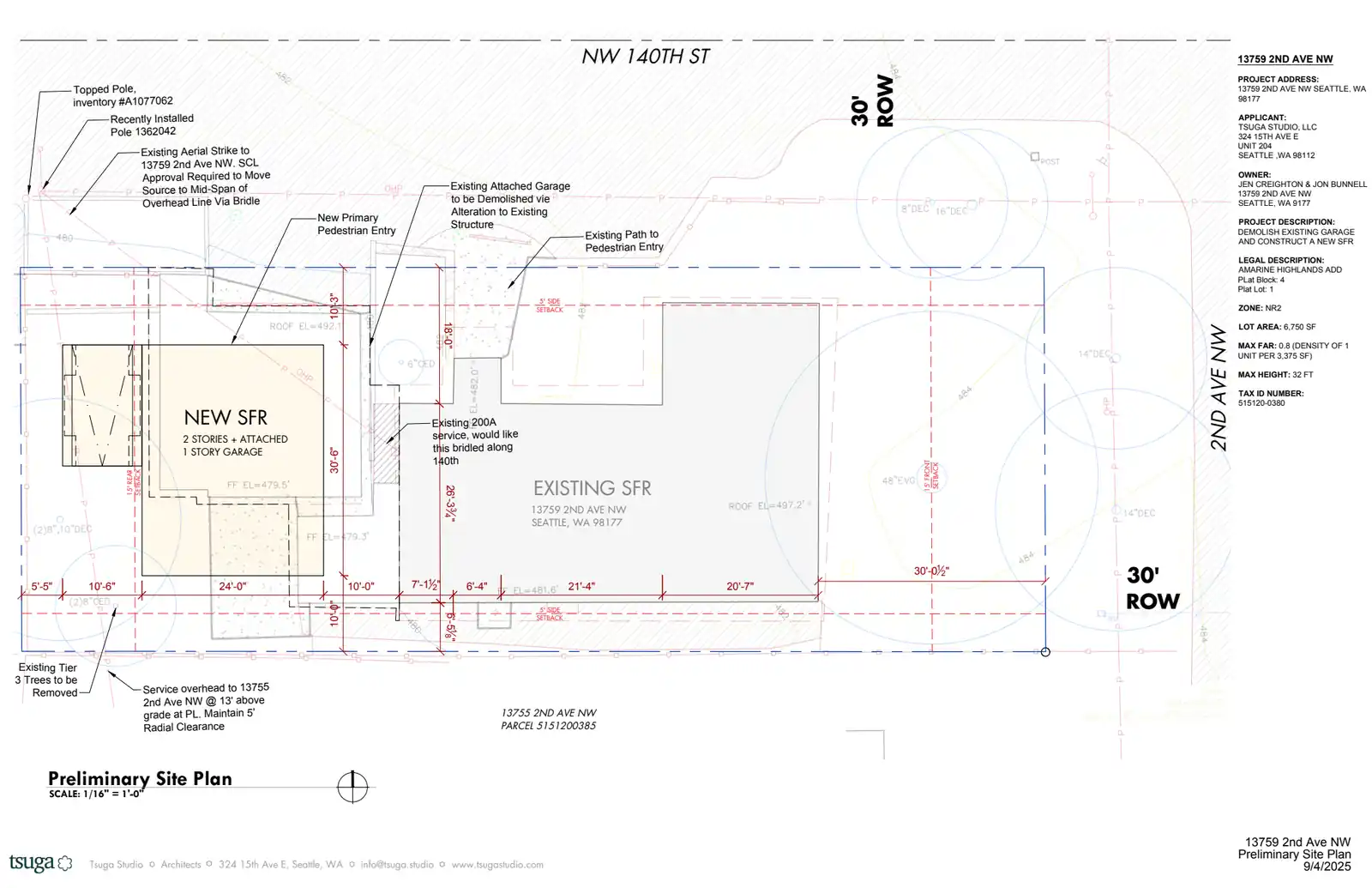 Site plan for 13759 2nd Ave NW