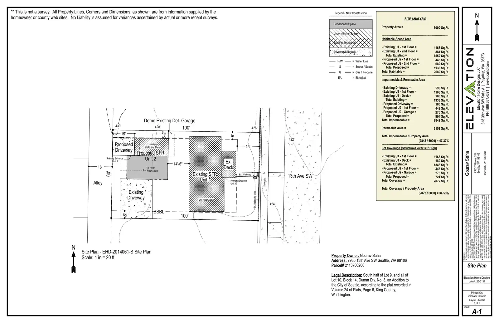 Site plan for 7937 13th Ave SW