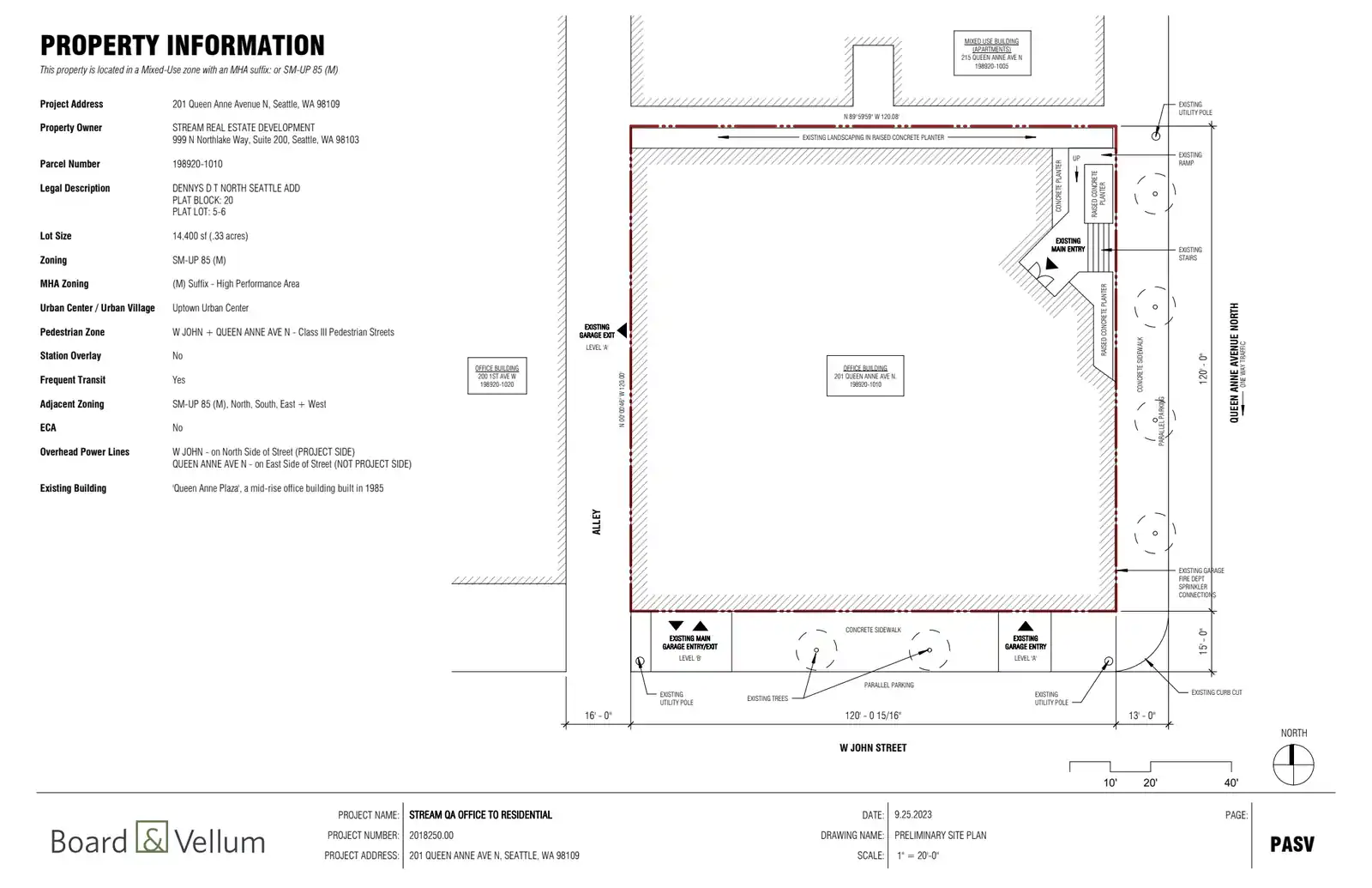 Site plan for 201 Queen Anne Ave N