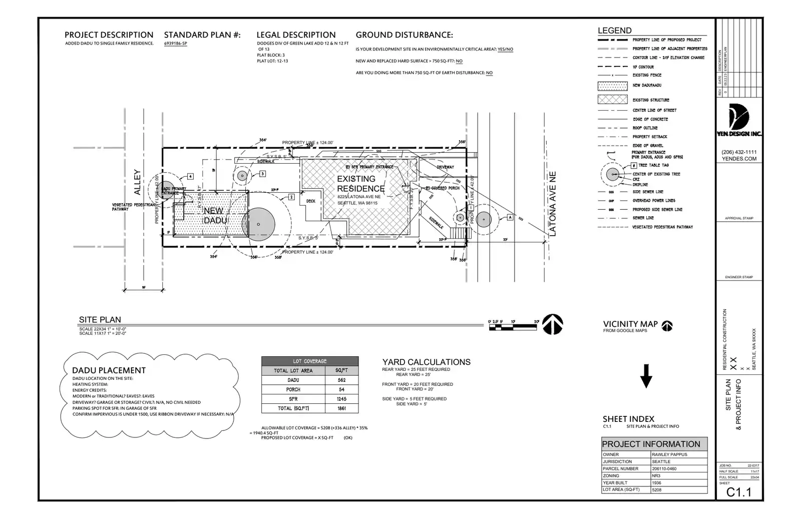Site plan for 8227 Latona Ave NE