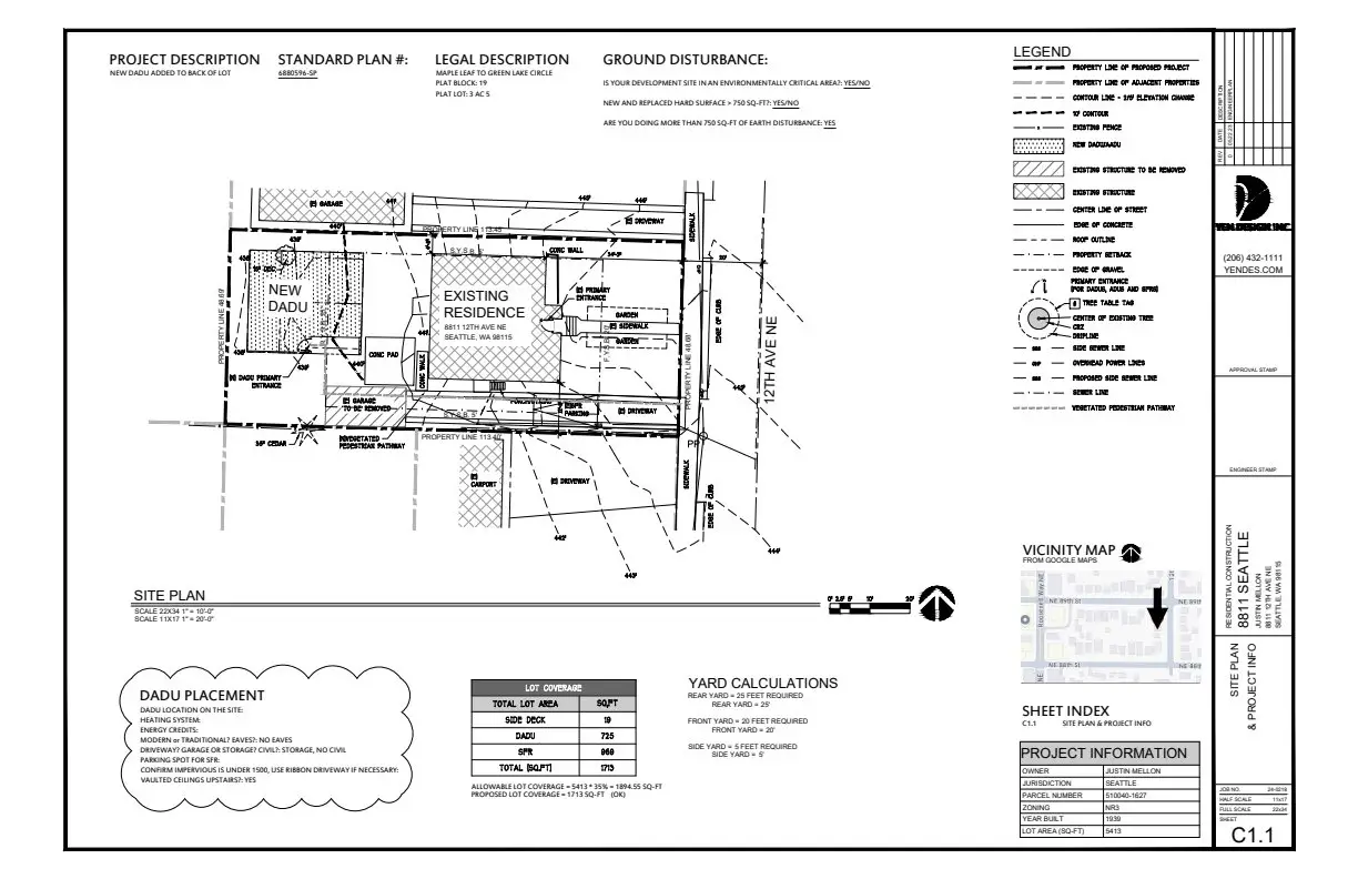 Site plan for 8809 12th Ave NE