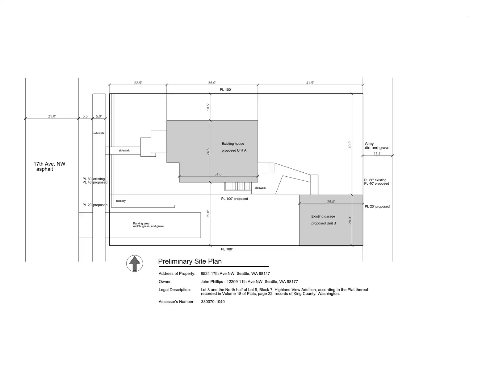 Site plan for 8524 17th Ave NW