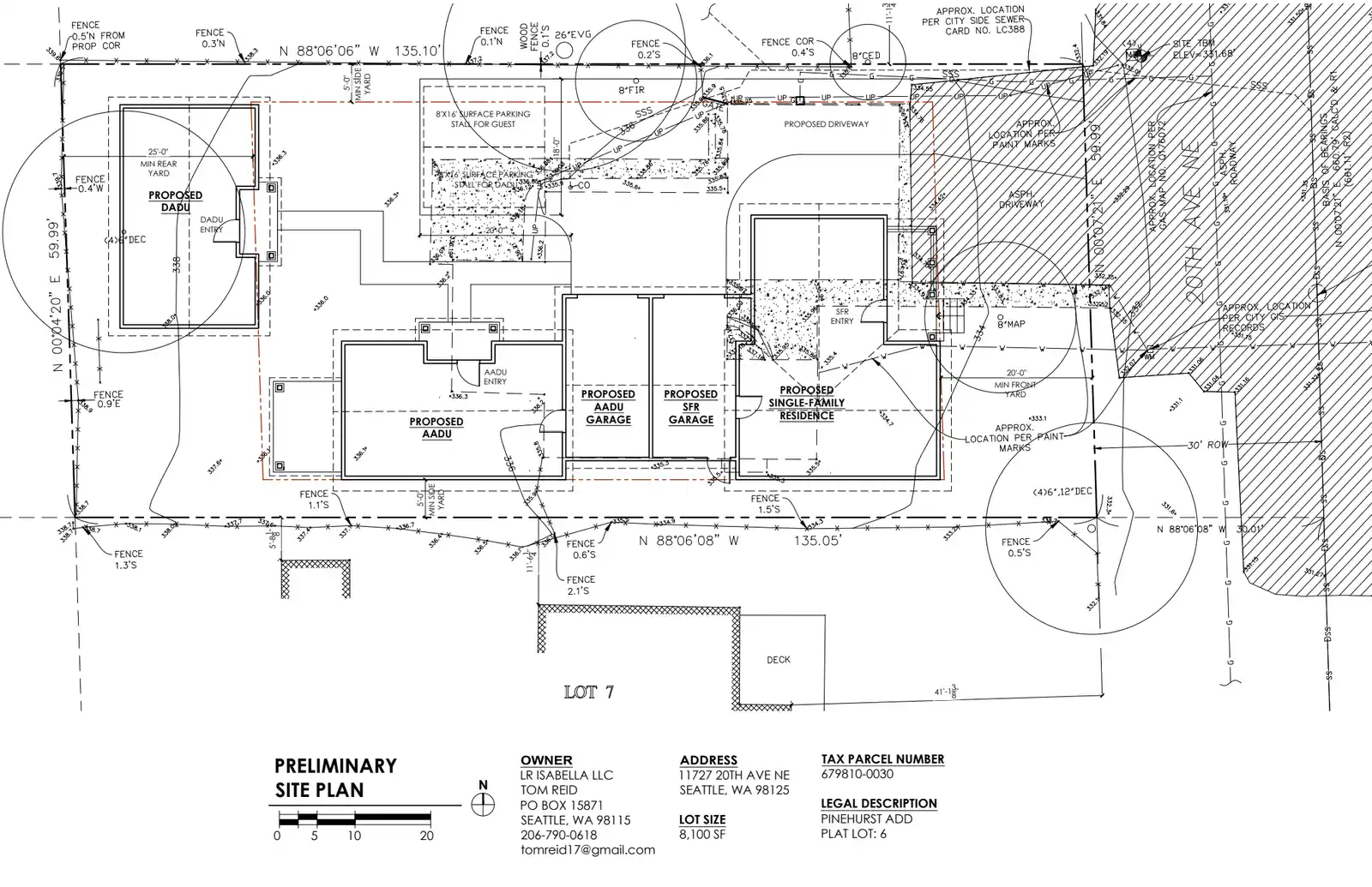 Site plan for 11727 20th Ave NE