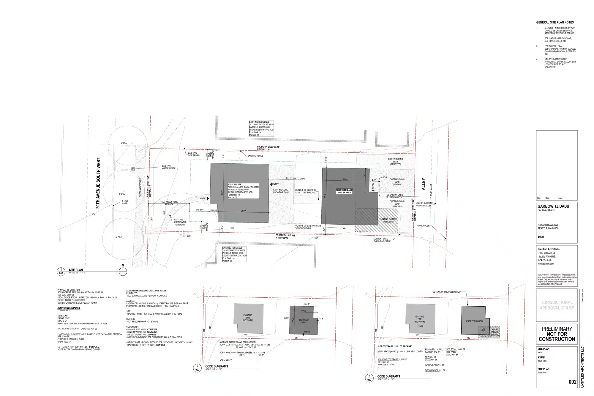 Site plan for 7904 20th Ave SW