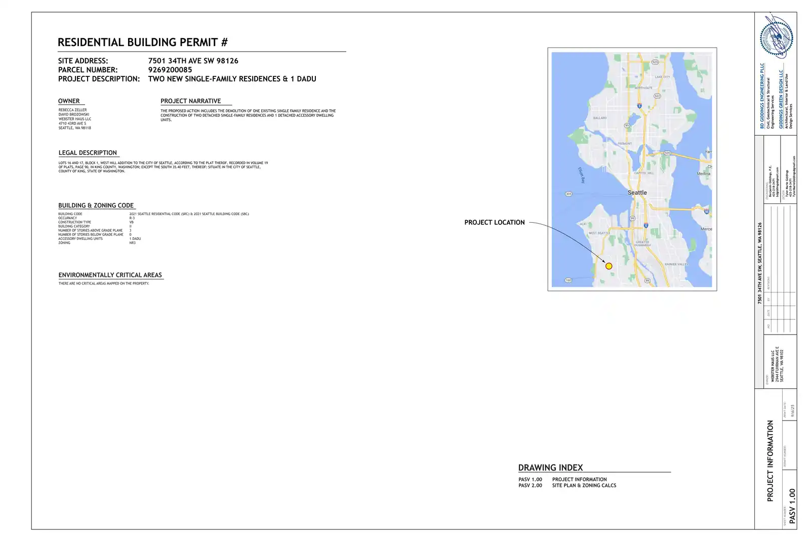 Site plan for 7501 34th Ave SW