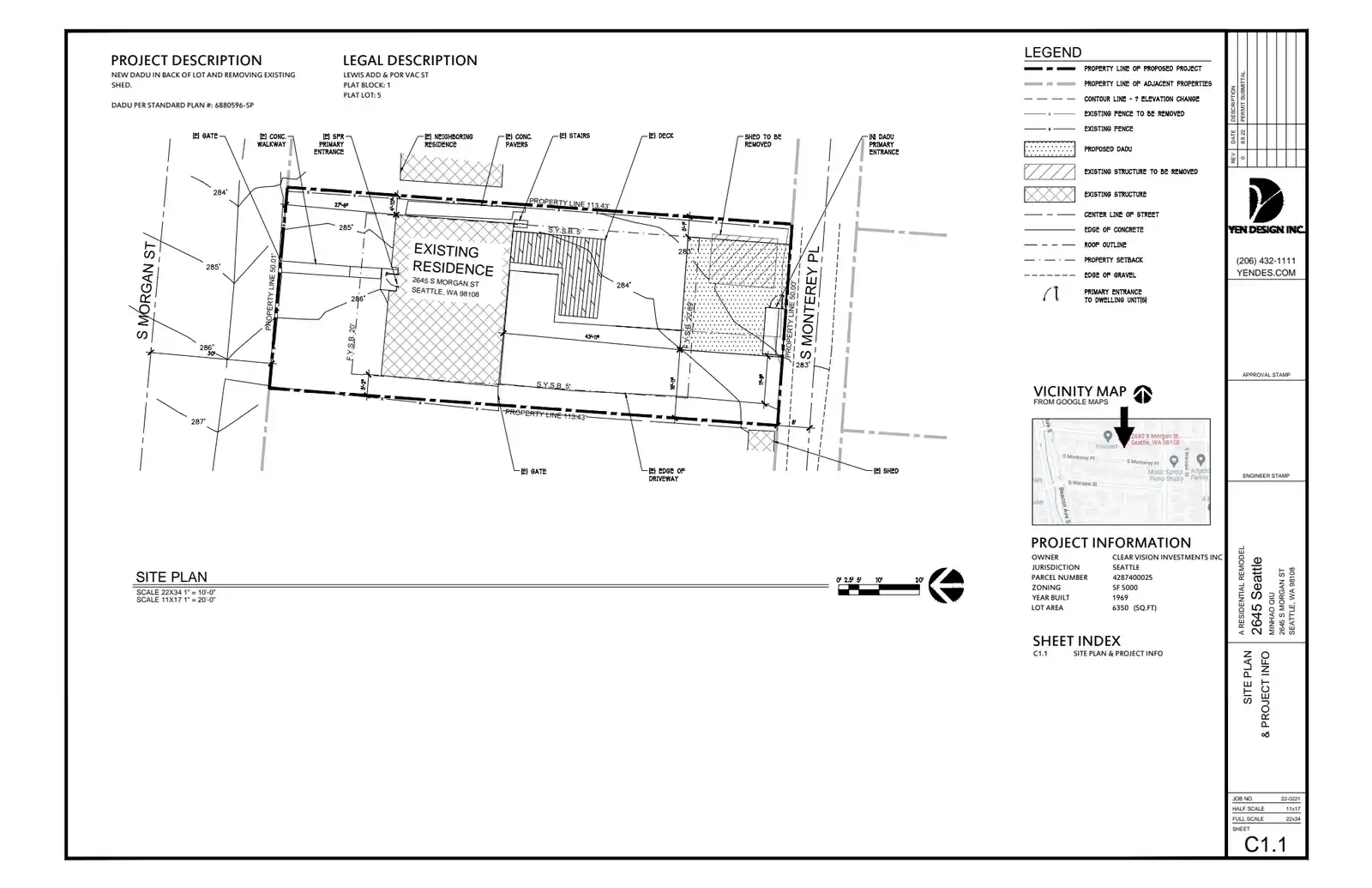 Site plan for 2645 S Morgan St