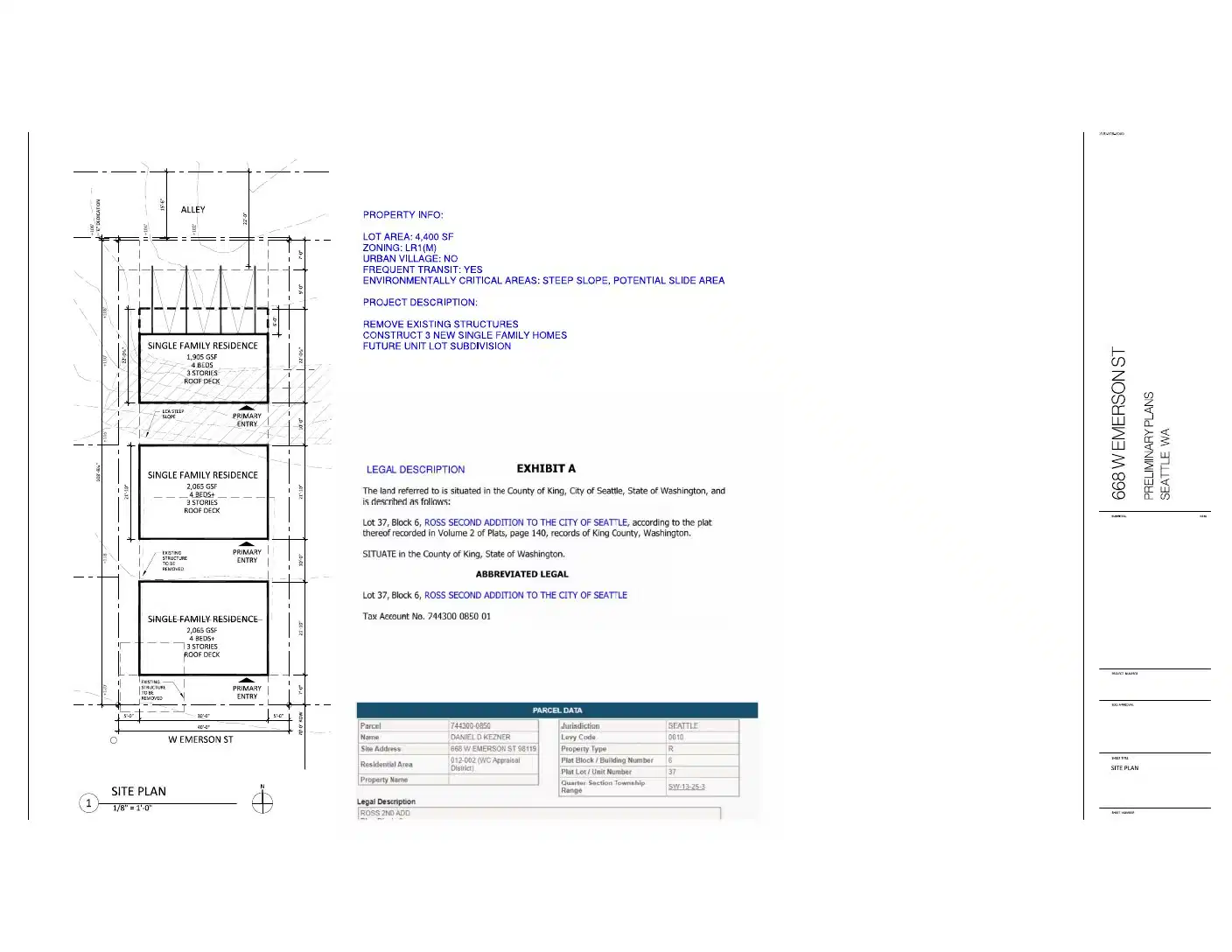Site plan for 668 W Emerson St