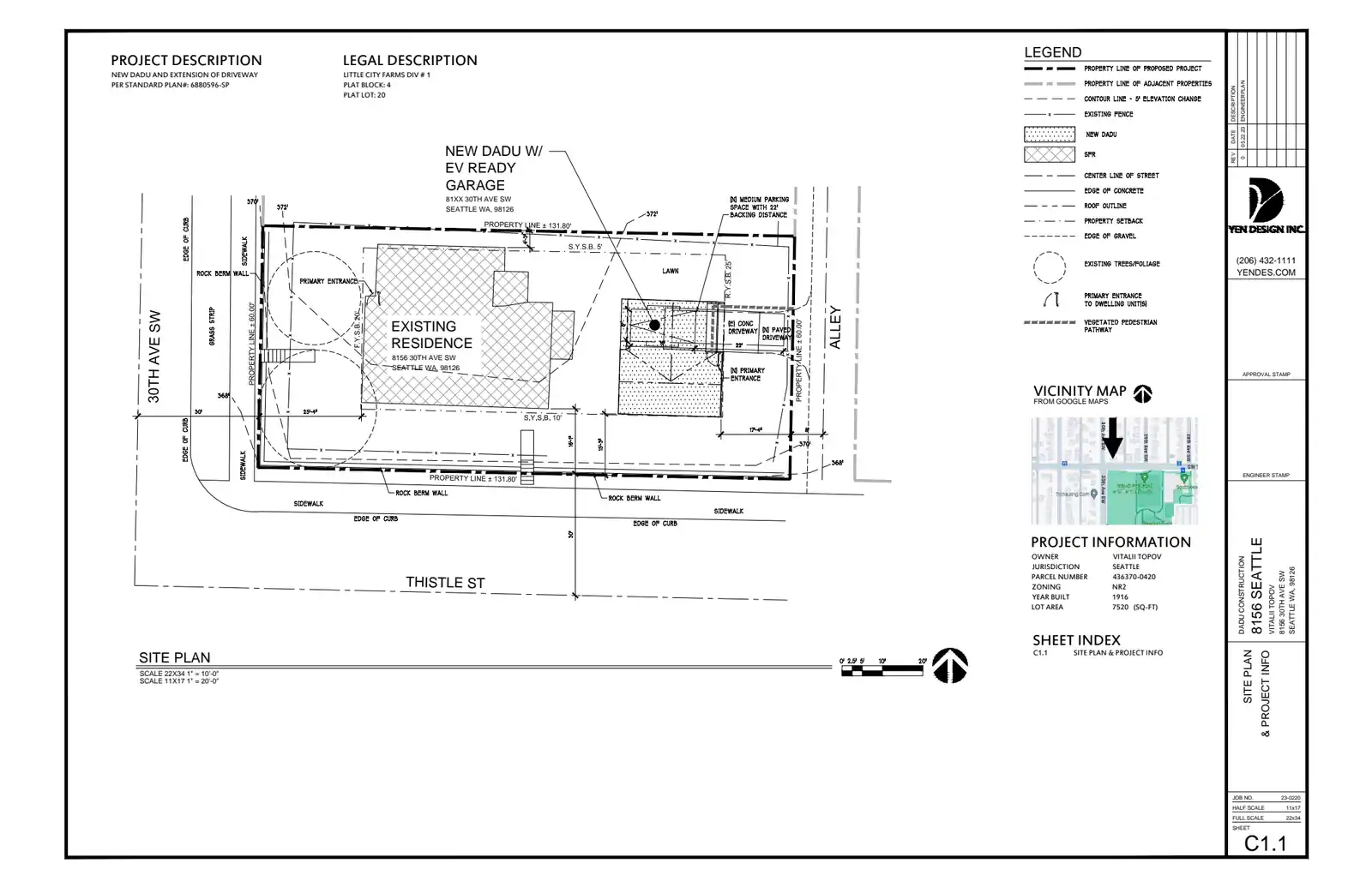 Site plan for 2912 SW Thistle St