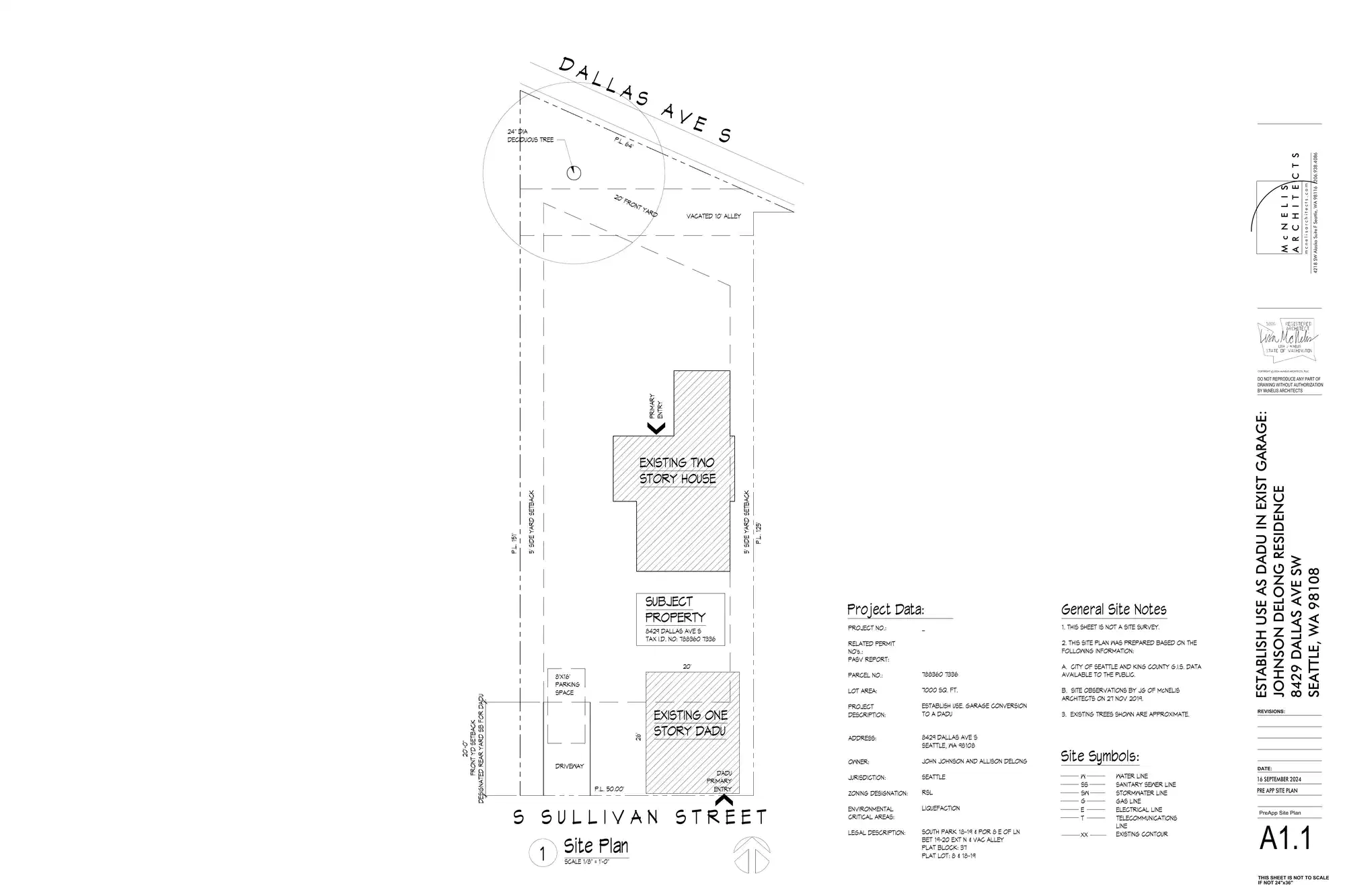 Site plan for 1222 S Sullivan St