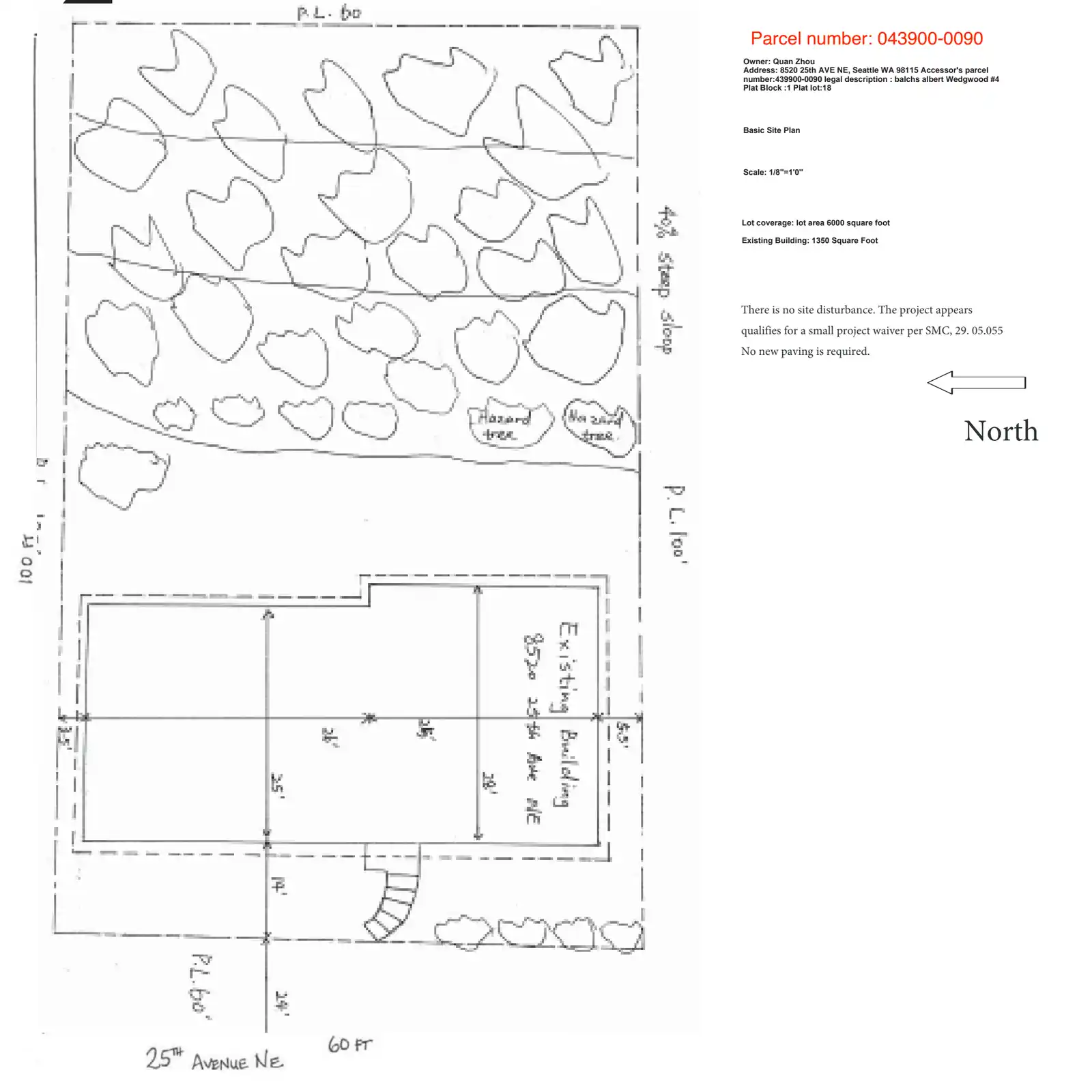 Site plan for 8520 25th Ave NE