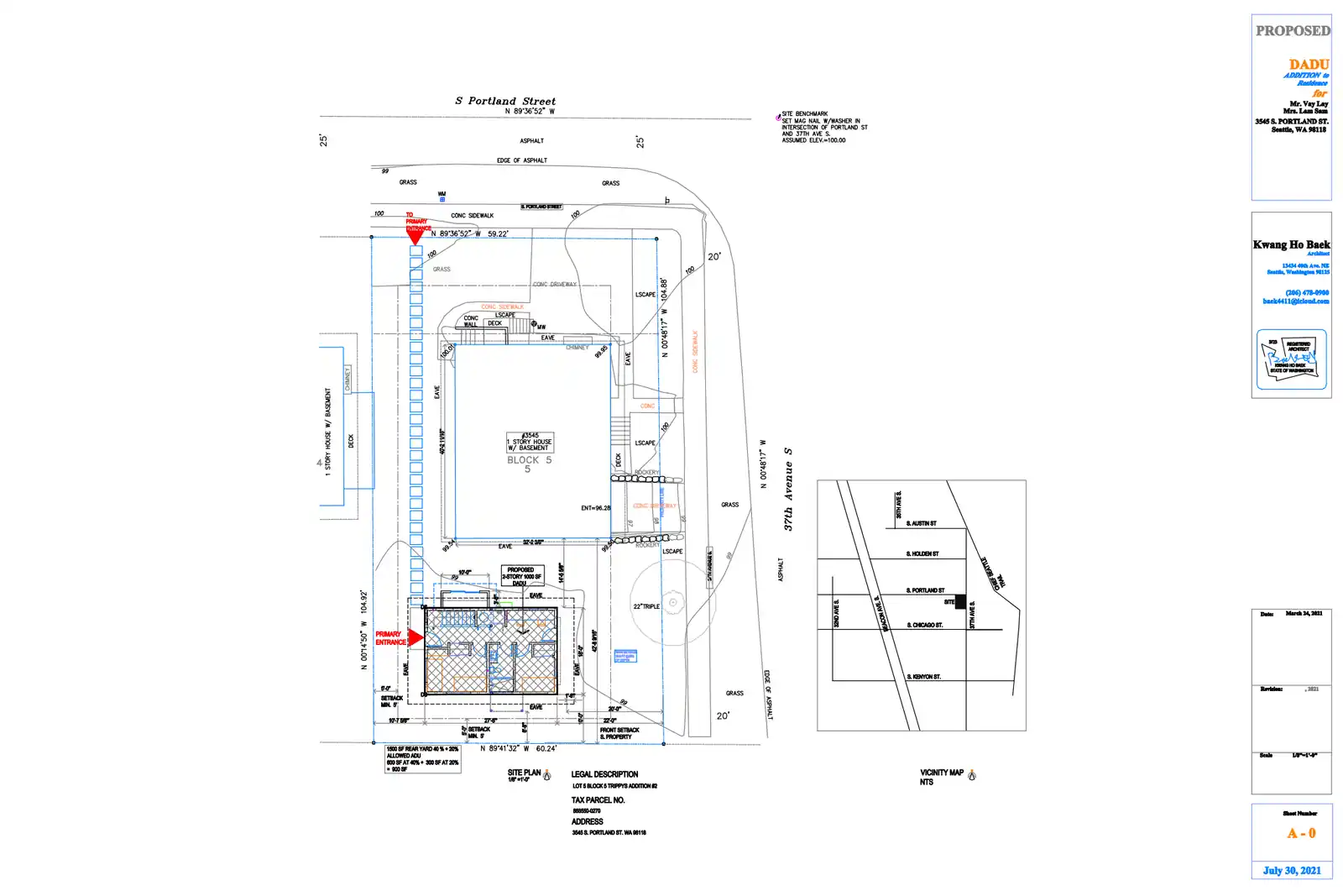 Site plan for 3547 S Portland St