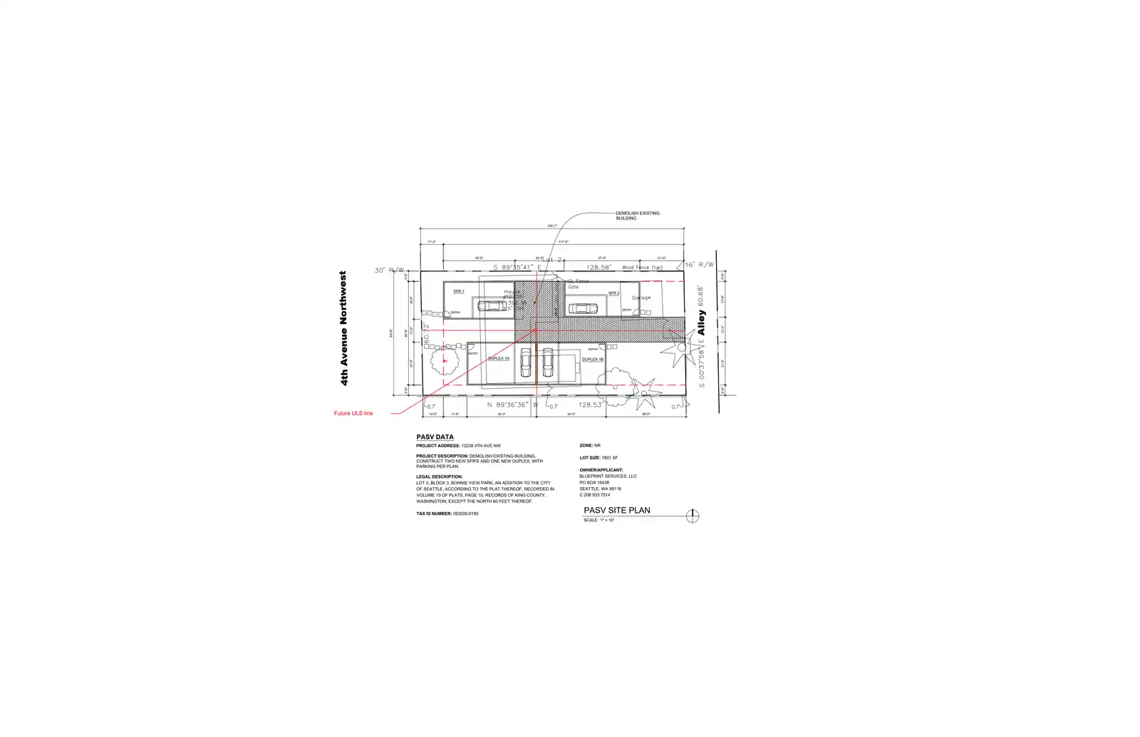 Site plan for 12240 4th Ave NW