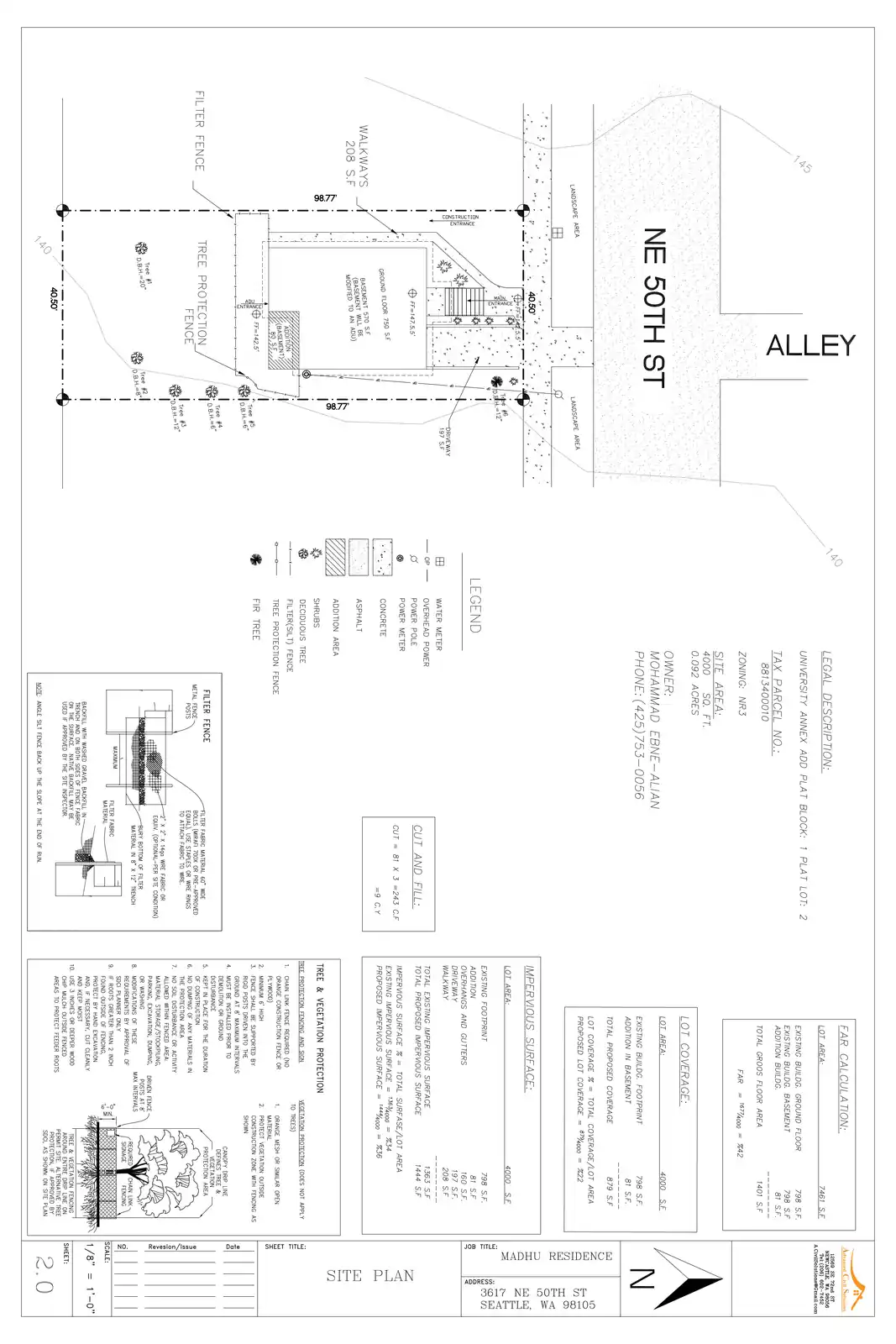 Site plan for 3617 B NE 50th St