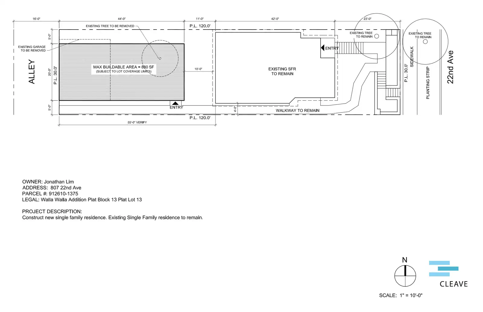 Site plan for 807 22nd Ave