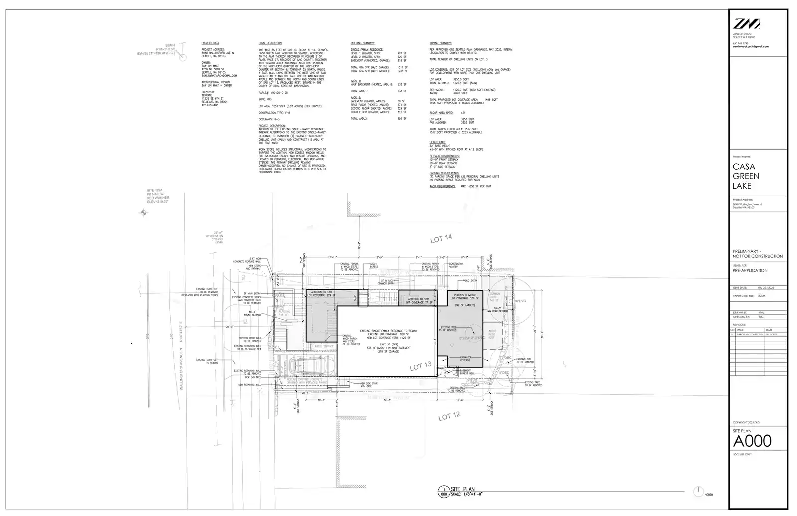 Site plan for 8048 Wallingford Ave N