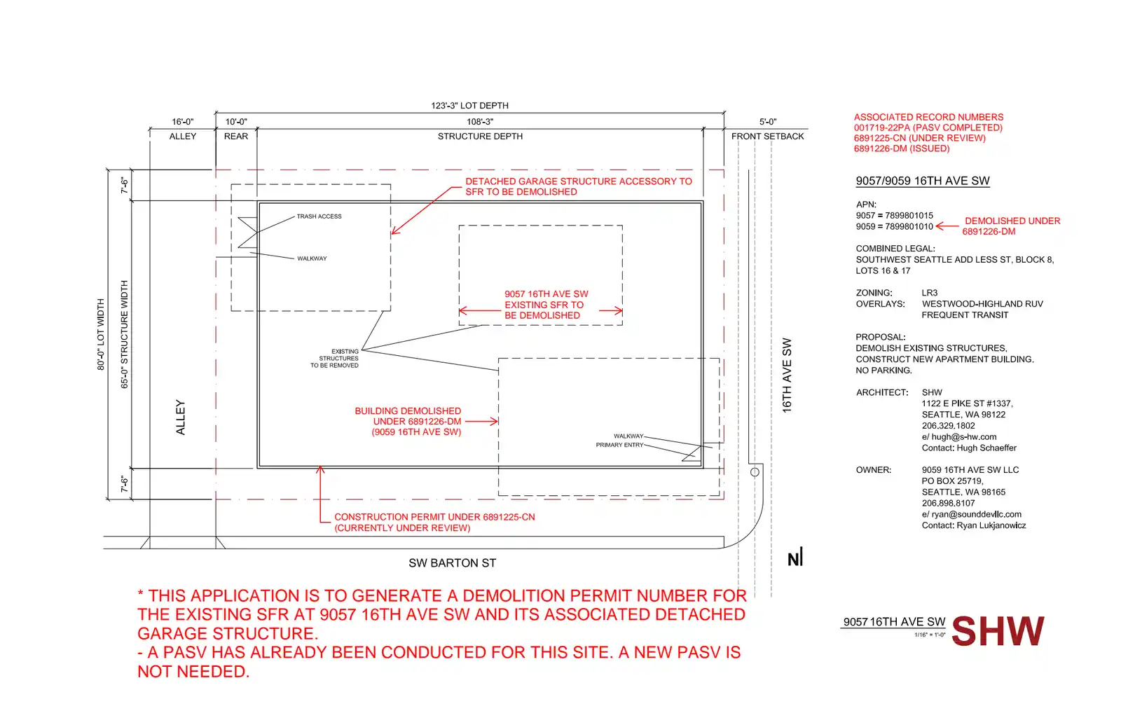 Site plan for 9057 16th Ave SW