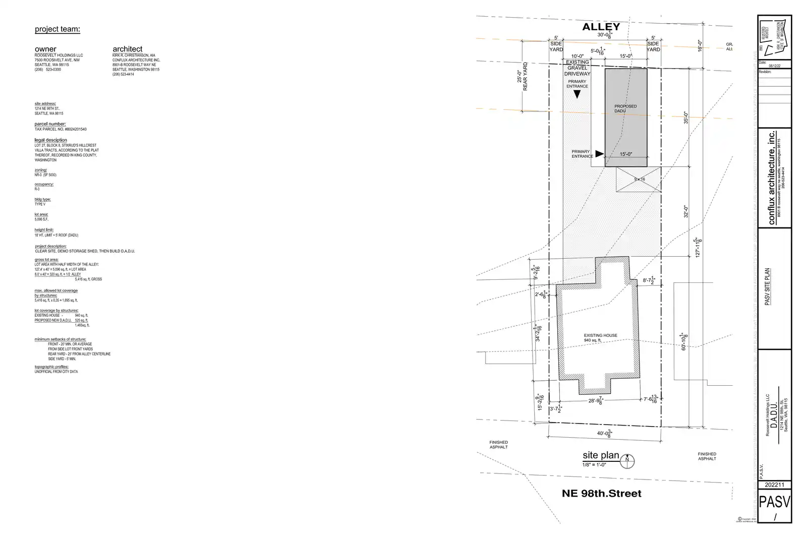 Site plan for 1216 NE 98th St